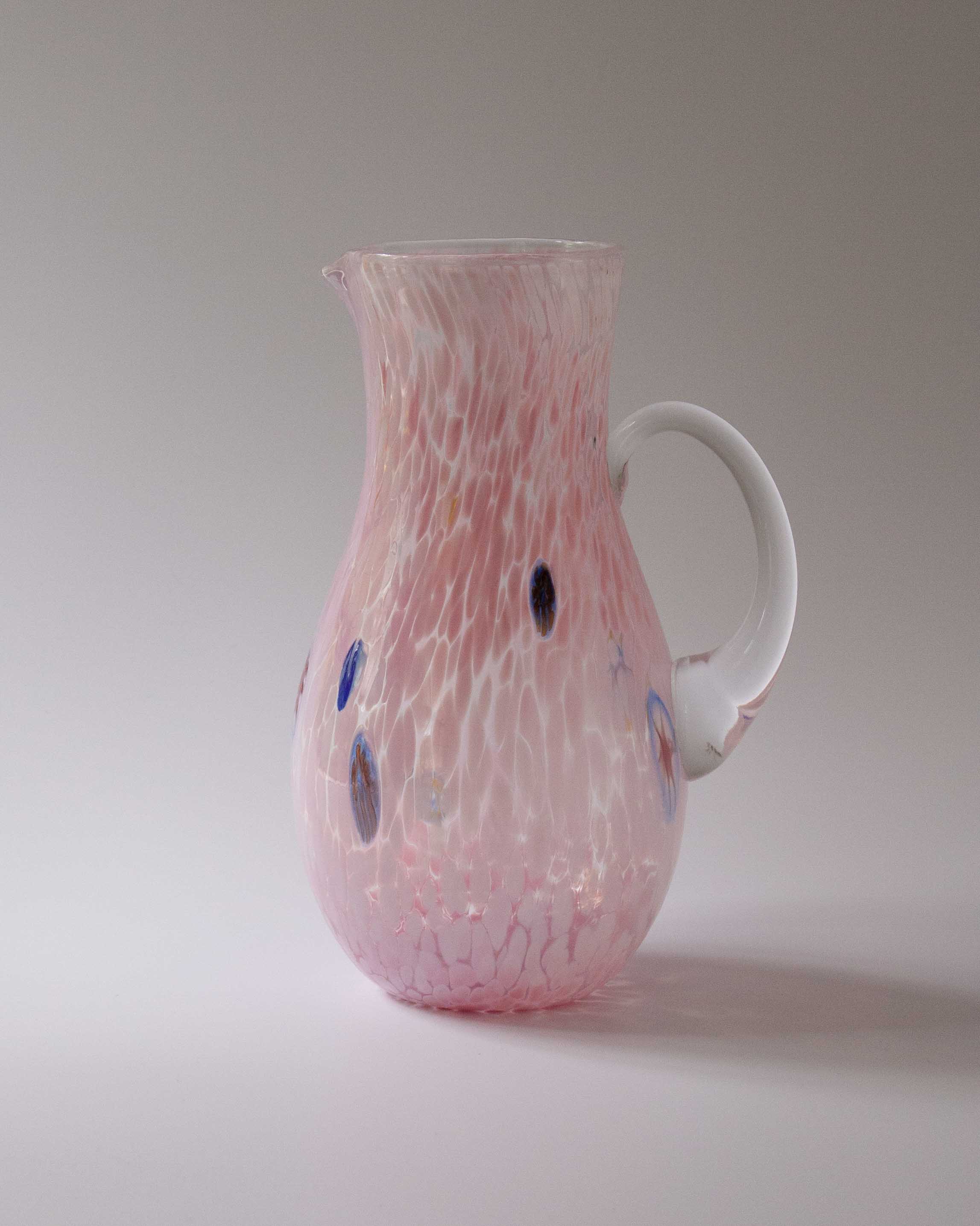 Jarra de Murano rosa soplada a mano