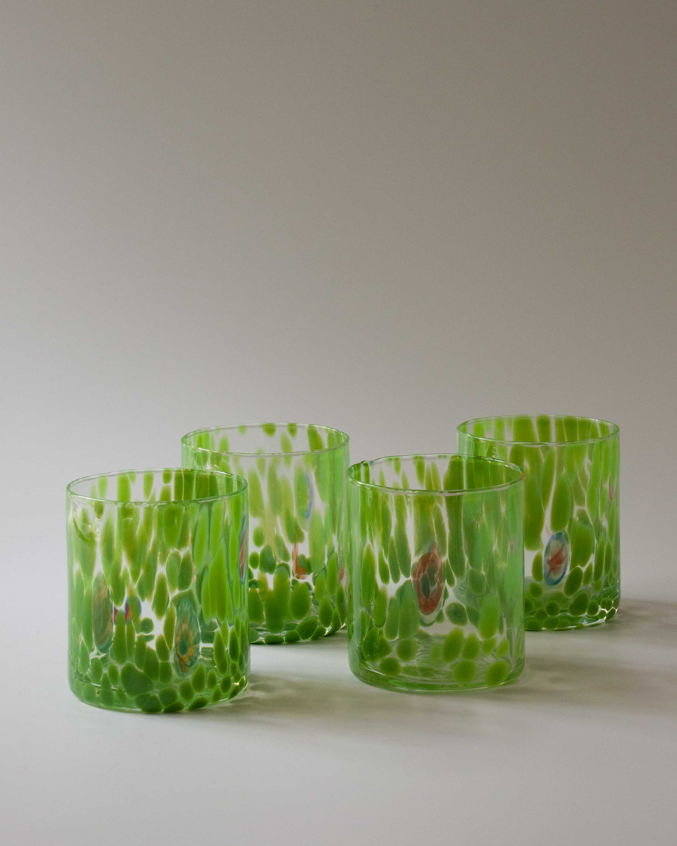 Handblown Green Murano Tumbler - Set of 4 | Anboise