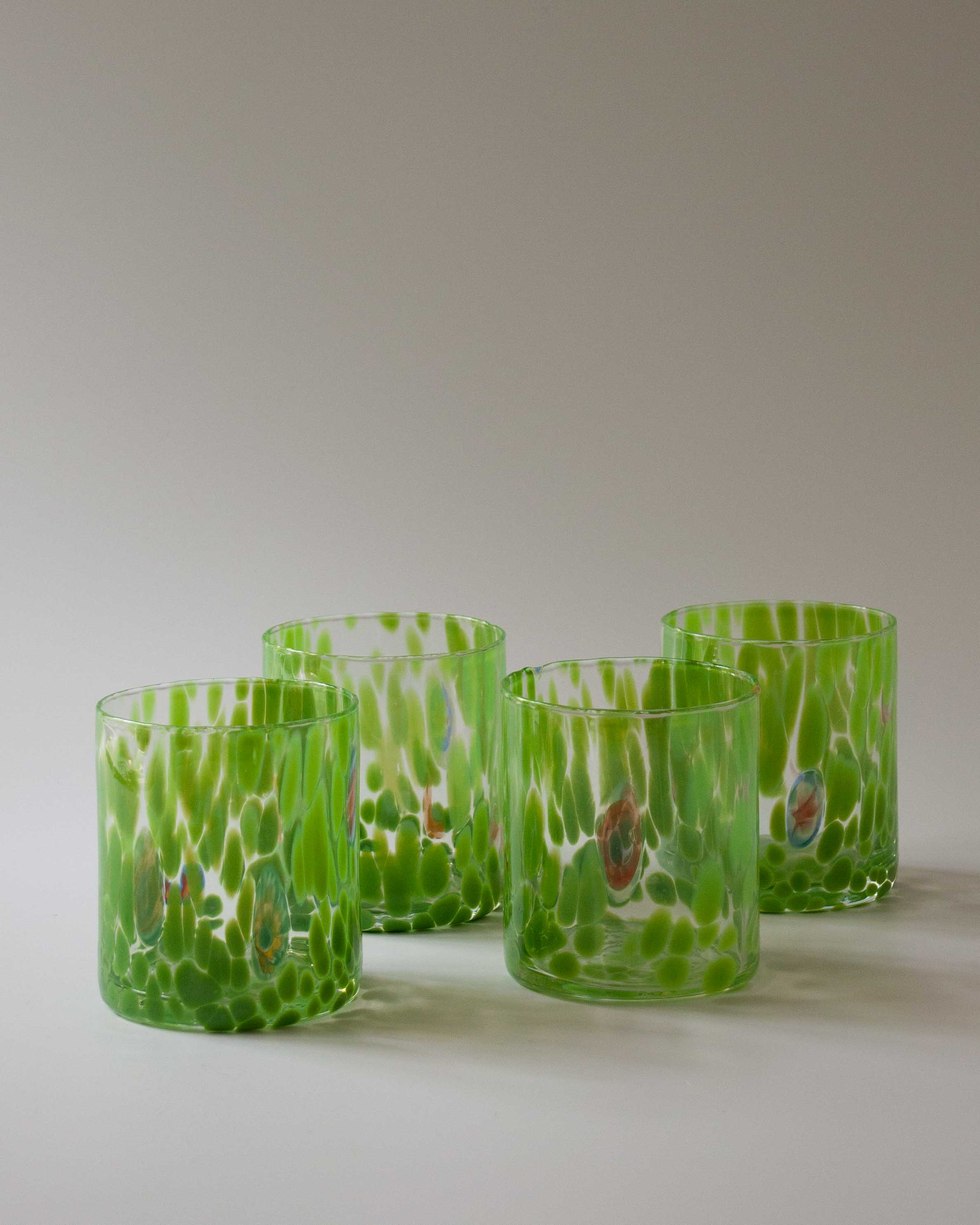 Handblown Green Murano Tumbler - Set of 4