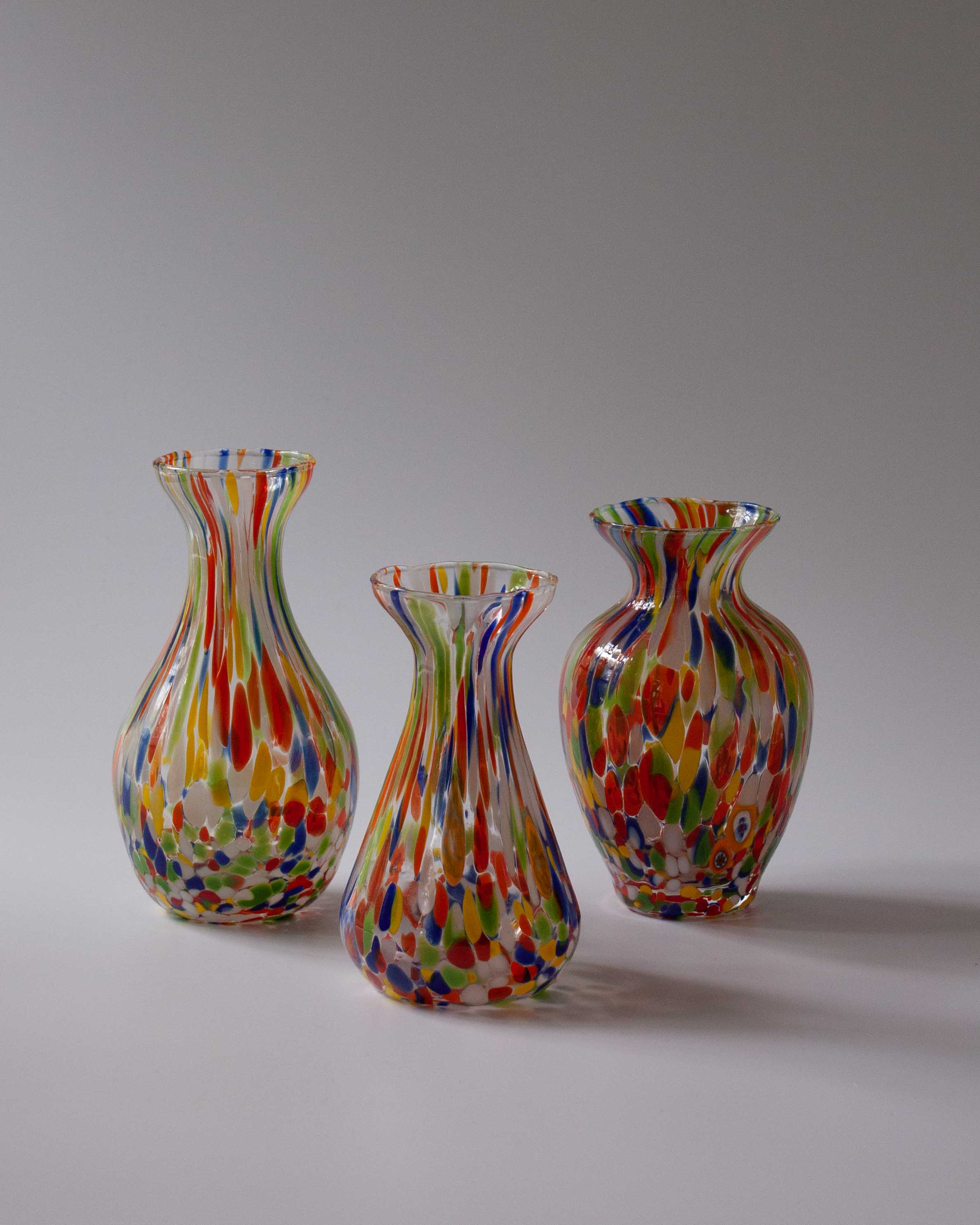 Handblown Multicoloured Murano Bud Vase - Set of 3