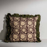 Sarai double‑sided hand block printed square cushion with frilled edge – Anboise