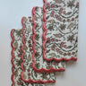 Rylie Handmade Block Printed Coral Scalloped Napkin - Set of 4 | Anboise