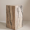 Celine square side table crafted from multi‑coloured Travertine – Anboise