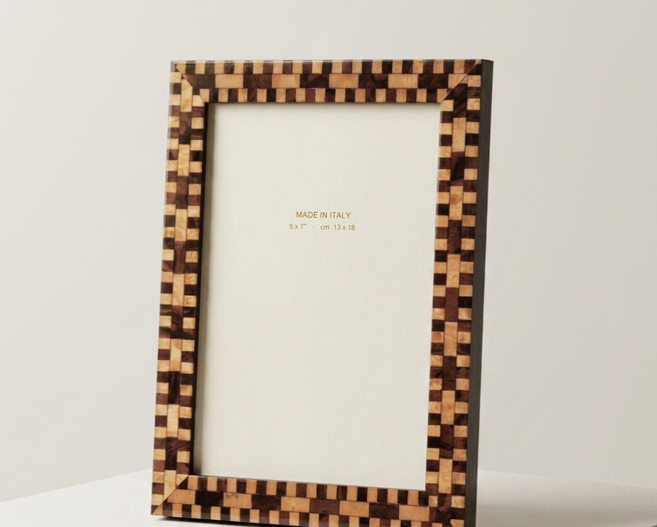 Daniella walnut marquetry wooden photo frame – portrait