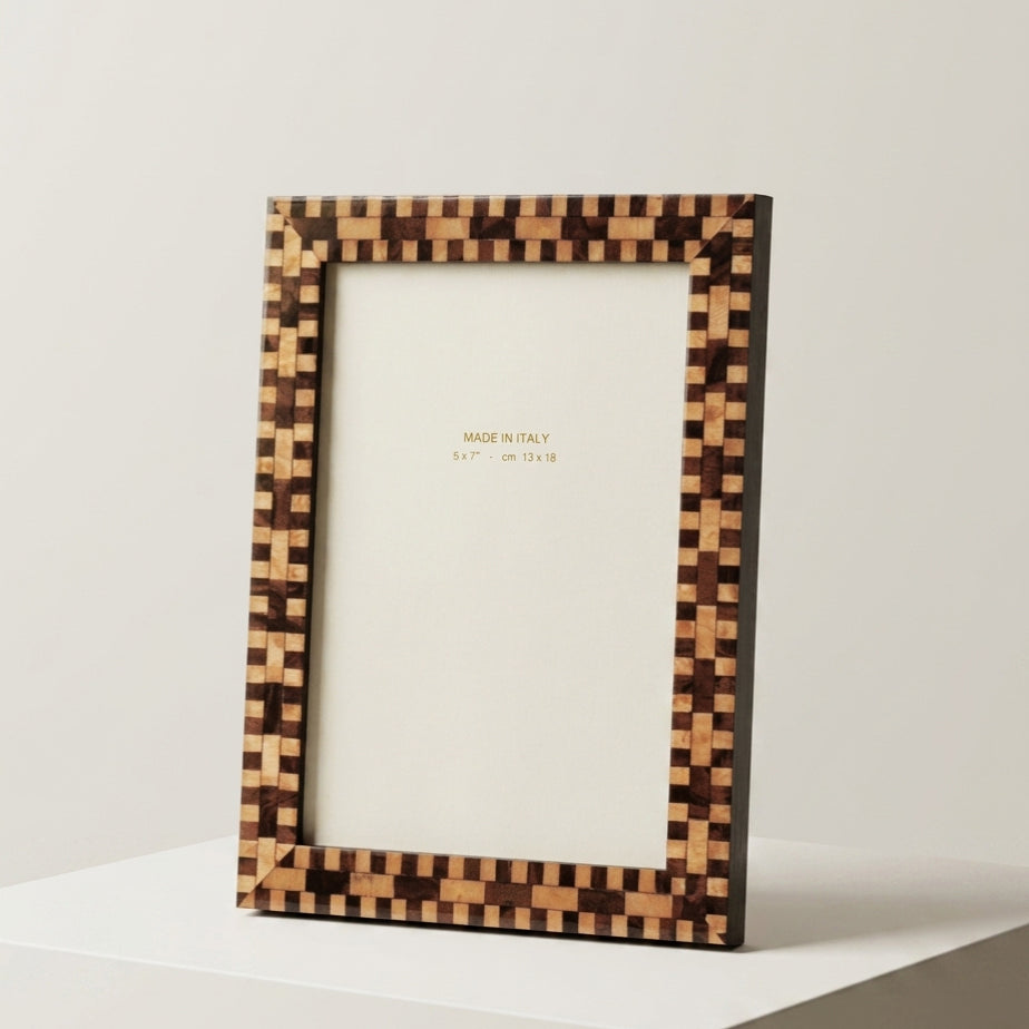 Daniella walnut marquetry wooden photo frame – portrait