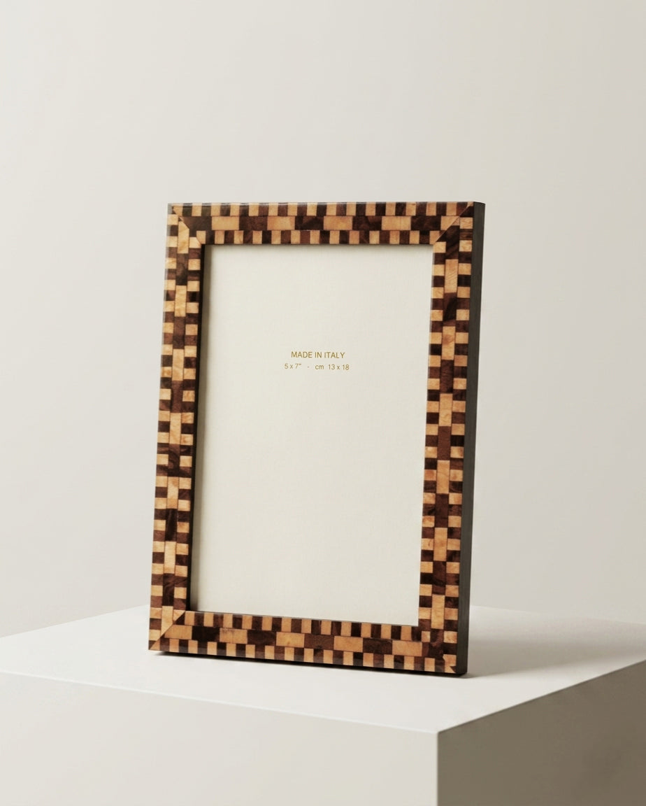 Daniella walnut marquetry wooden photo frame – portrait