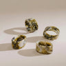 Anya Green Resin Napkin Rings – marbled finish – set of four – Anboise