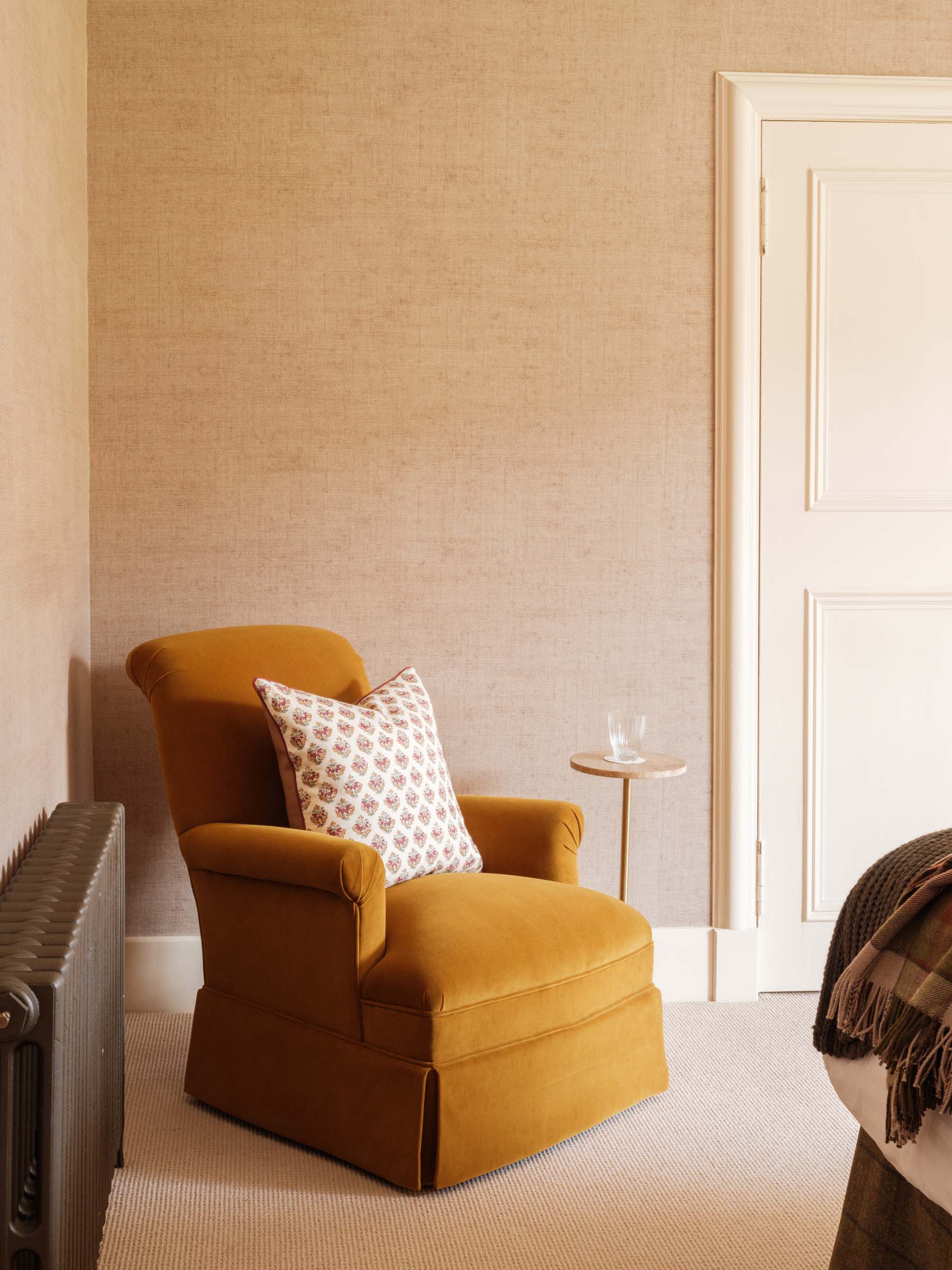 Celine Side Table styled in a contemporary bedroom - Anboise