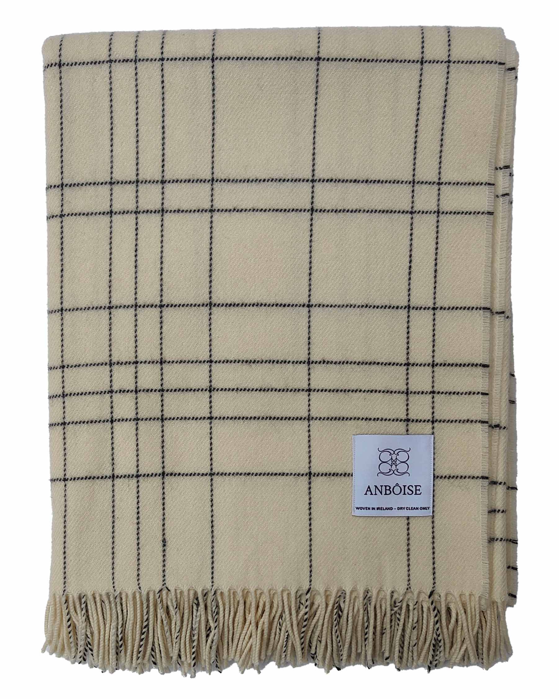 Maisie White & Black Check Merino Throw | Anboise