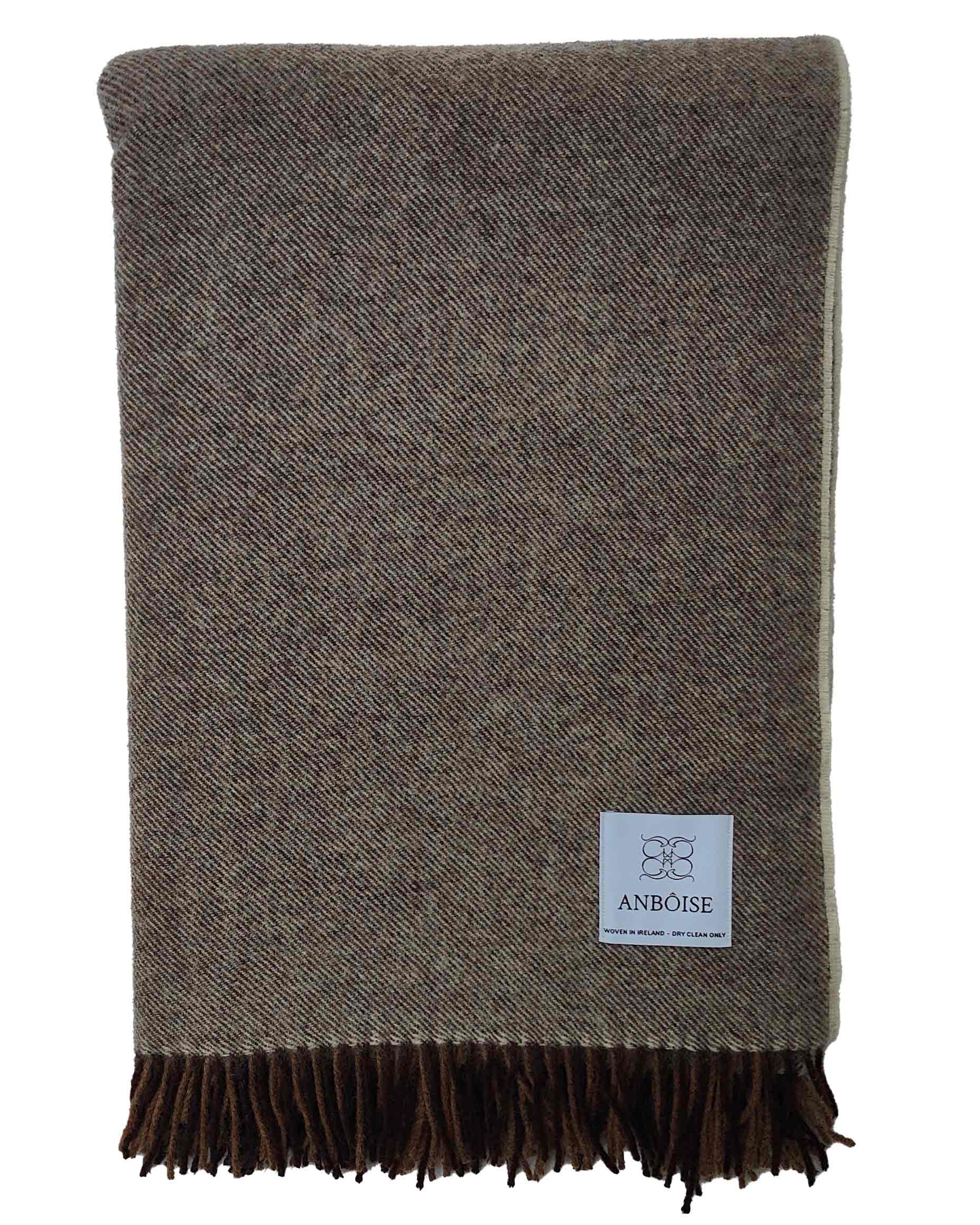 Stephanie Oatmeal & Cocoa Wool Throw | Anboise