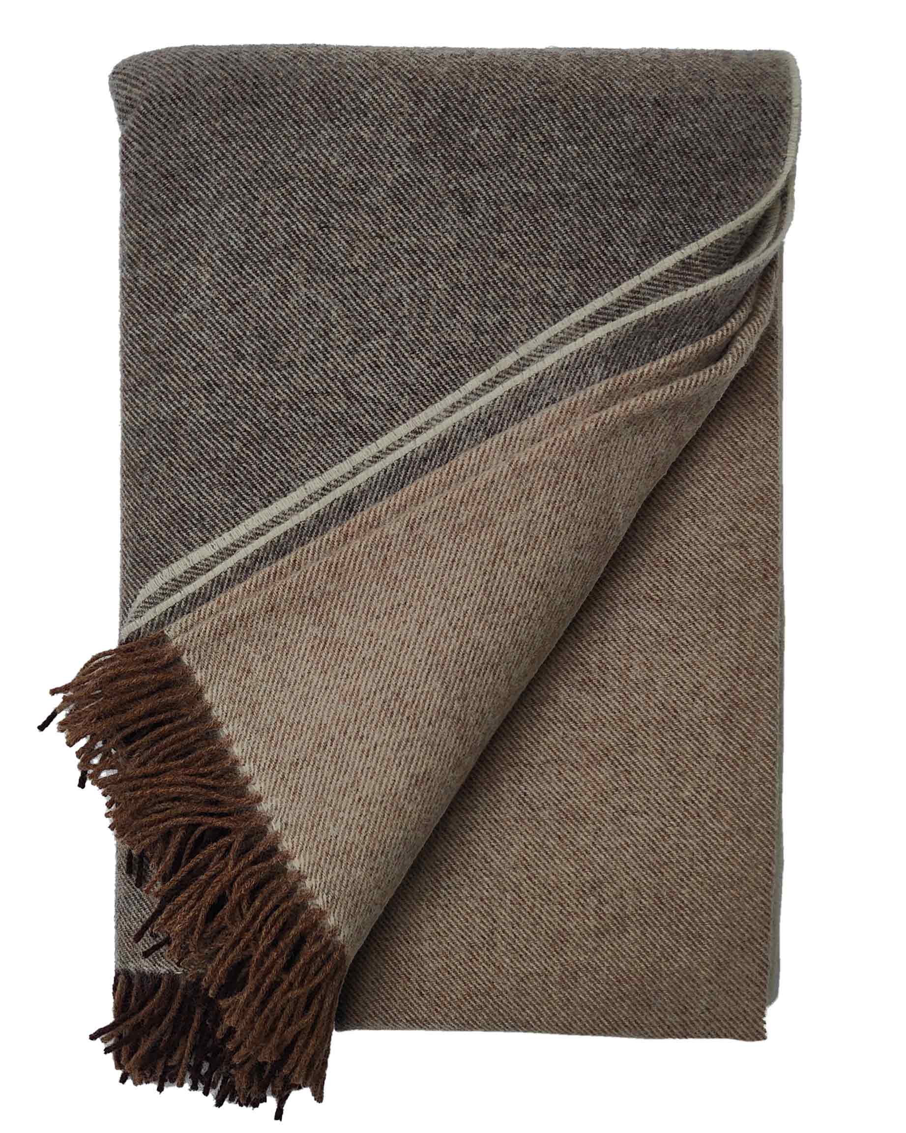 Stephanie Oatmeal & Cocoa Wool Throw | Anboise