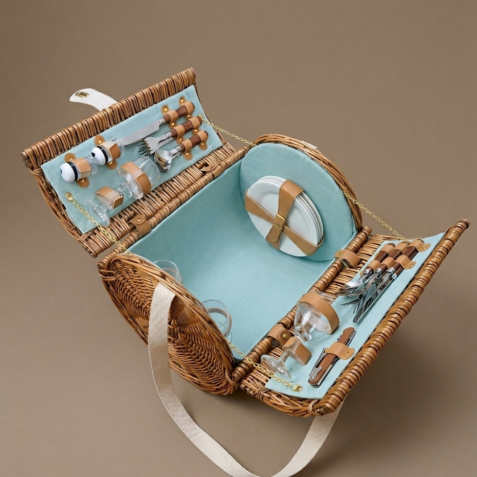 Handwoven picnic basket with sculptural silhouette – Anboise