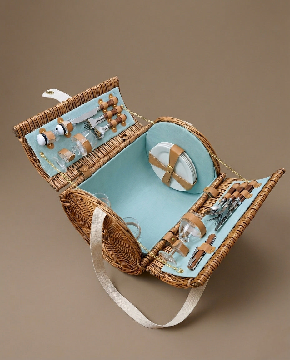 Handwoven picnic basket with sculptural silhouette – Anboise