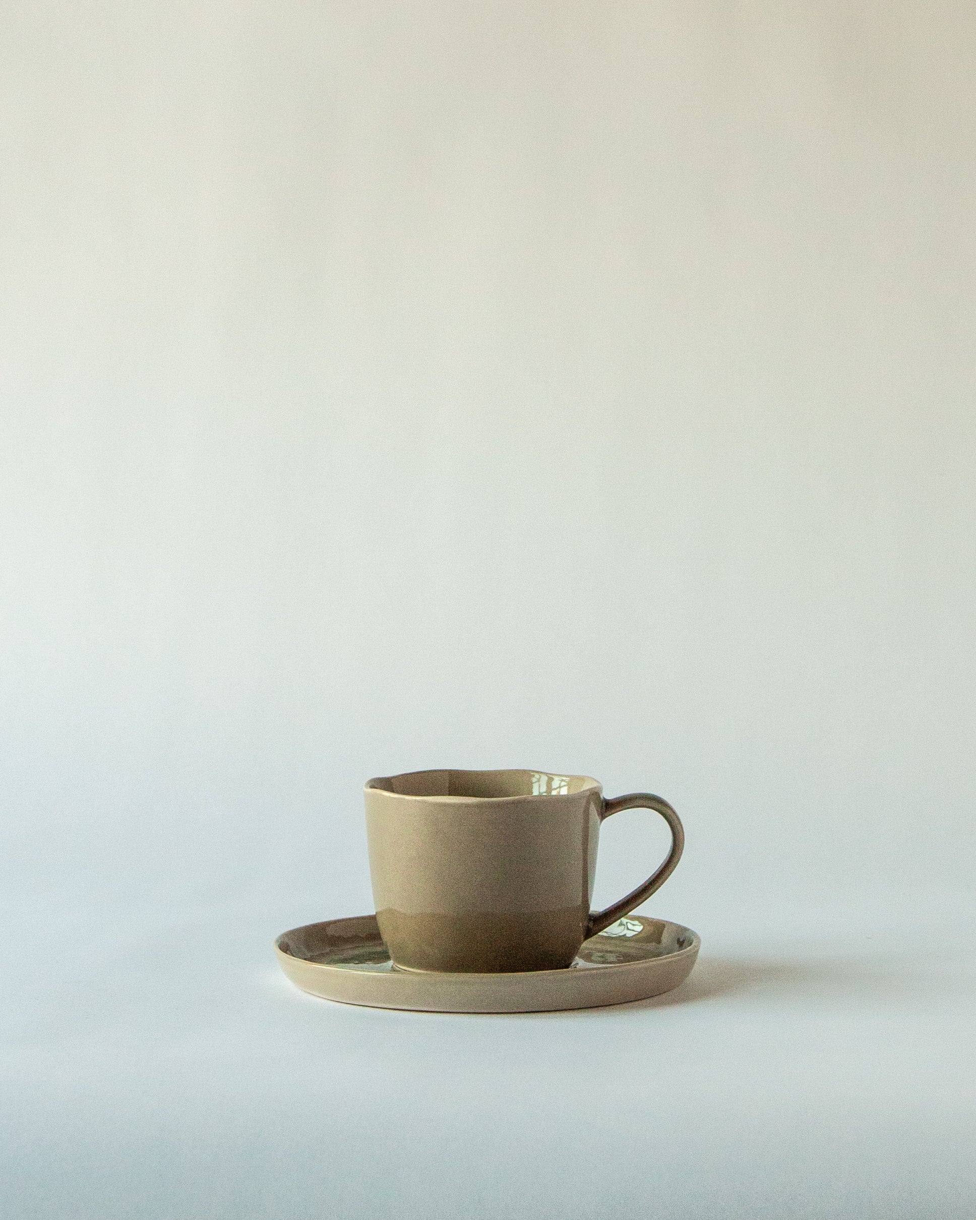 Tazza e piattino grigio smerigliato - Set di 4