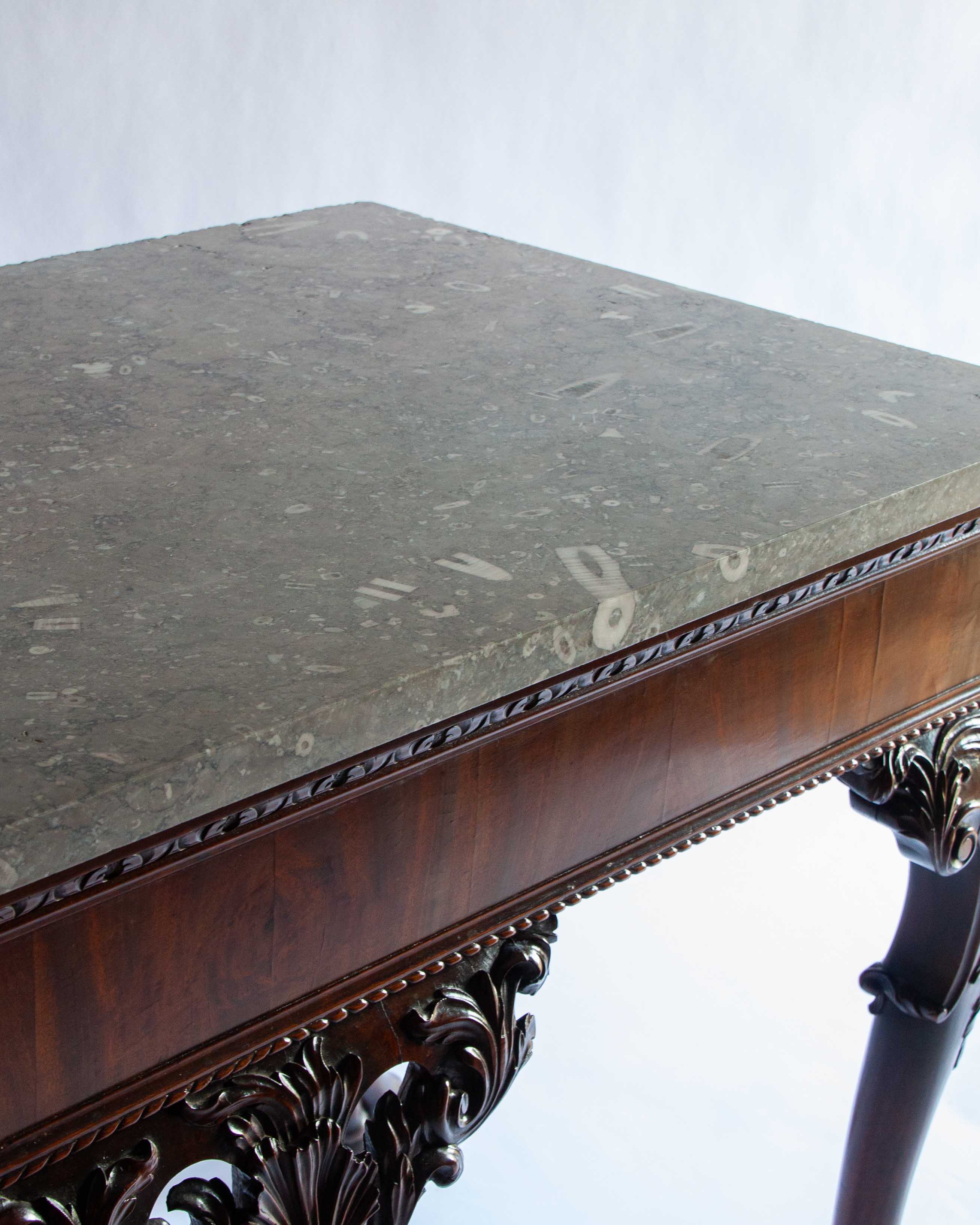 George II Carved Mahogany Marble Top Side Table