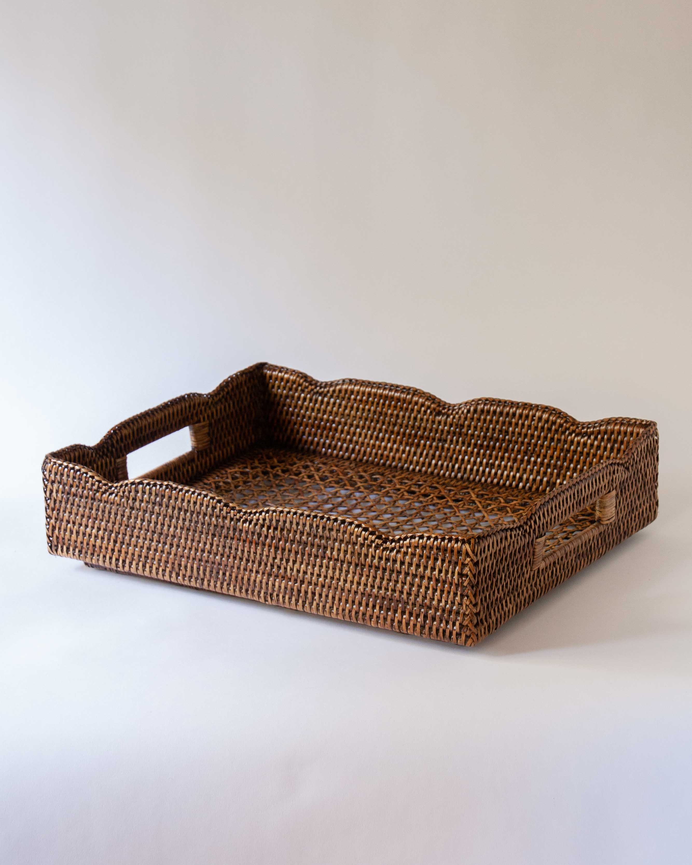 Kendall Scalloped Rattan Tray