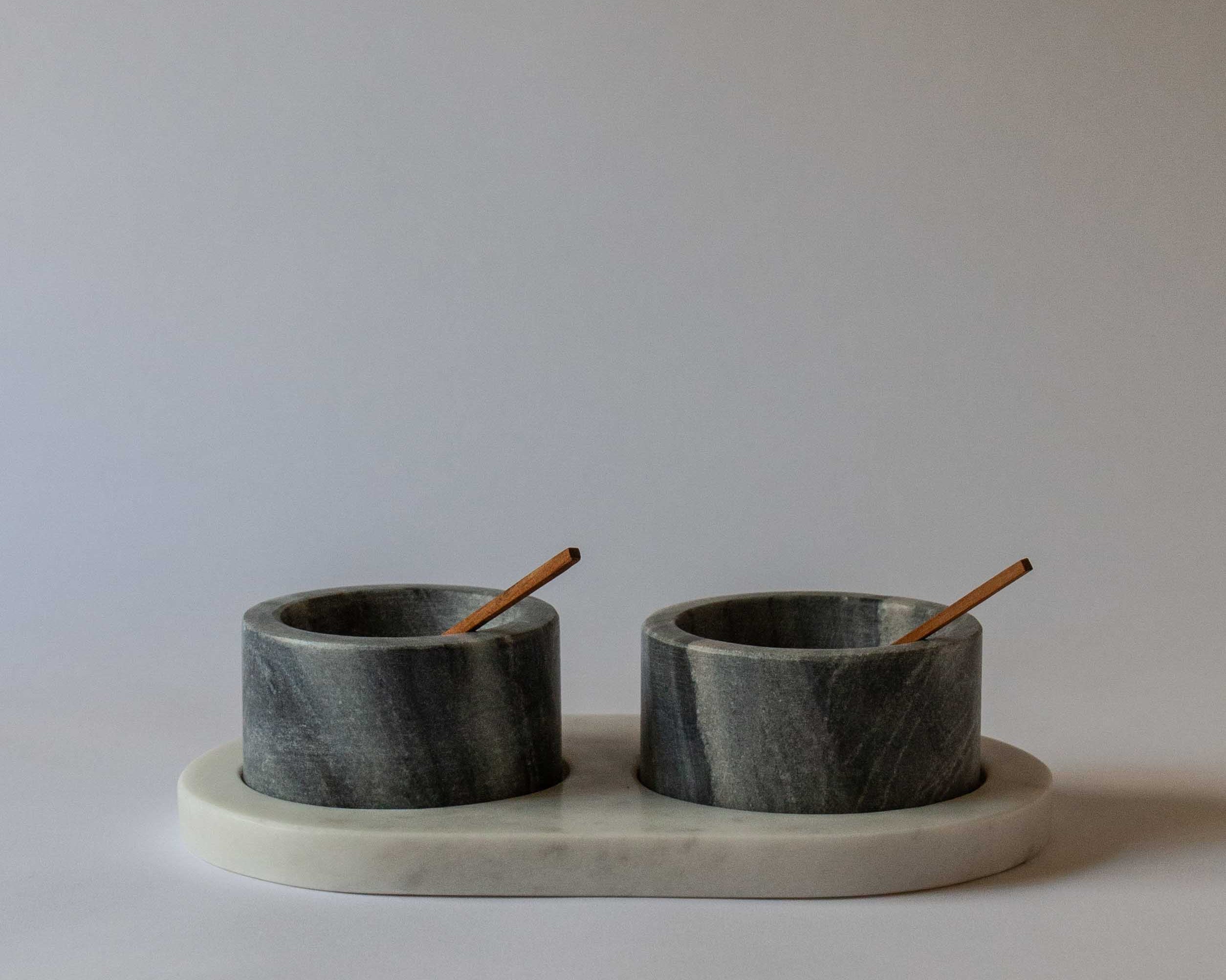 Alivia Marble Cellar & Wooden Spoon Set | Anboise Tableware