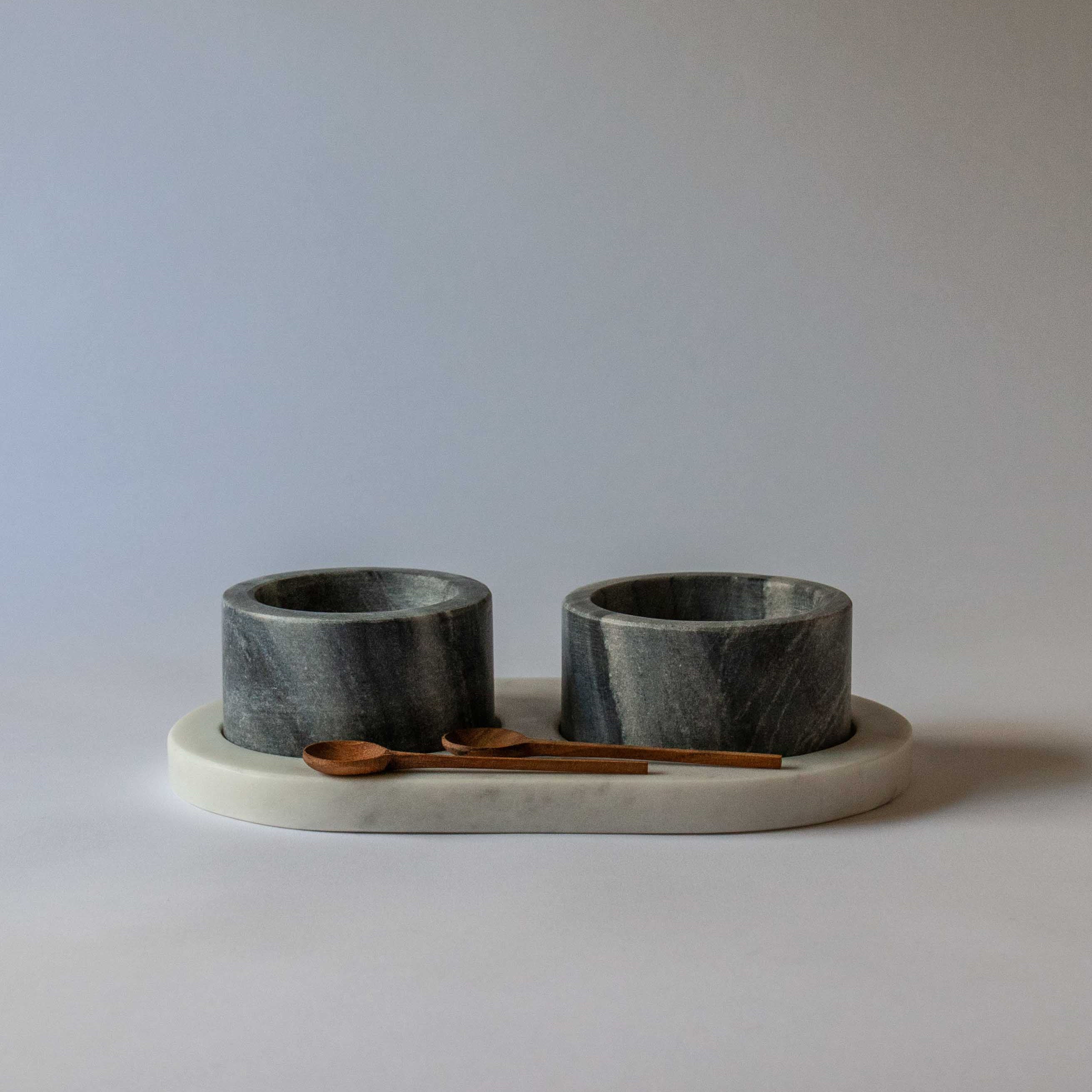 Alivia Marble Cellar & Wooden Spoon Set | Anboise Tableware