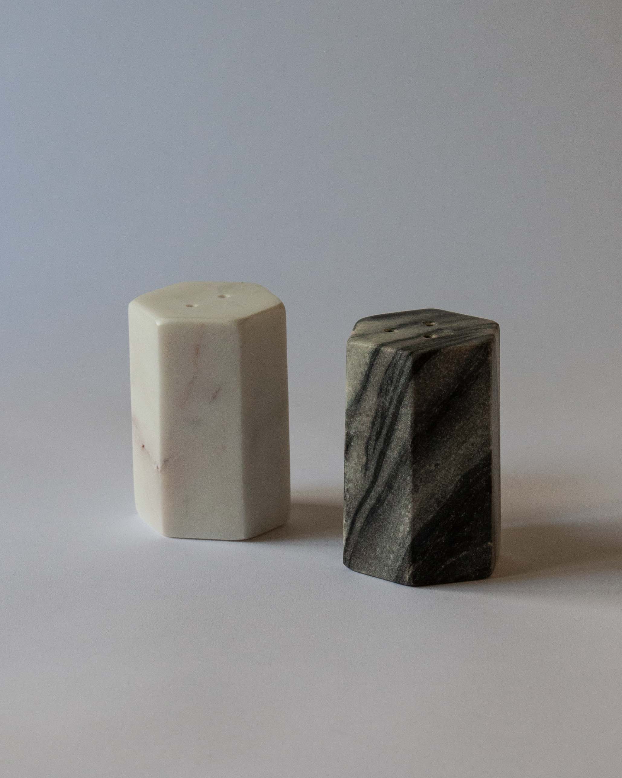 Dakota Hexagonal Marble Salt & Pepper Set | Anboise Tableware