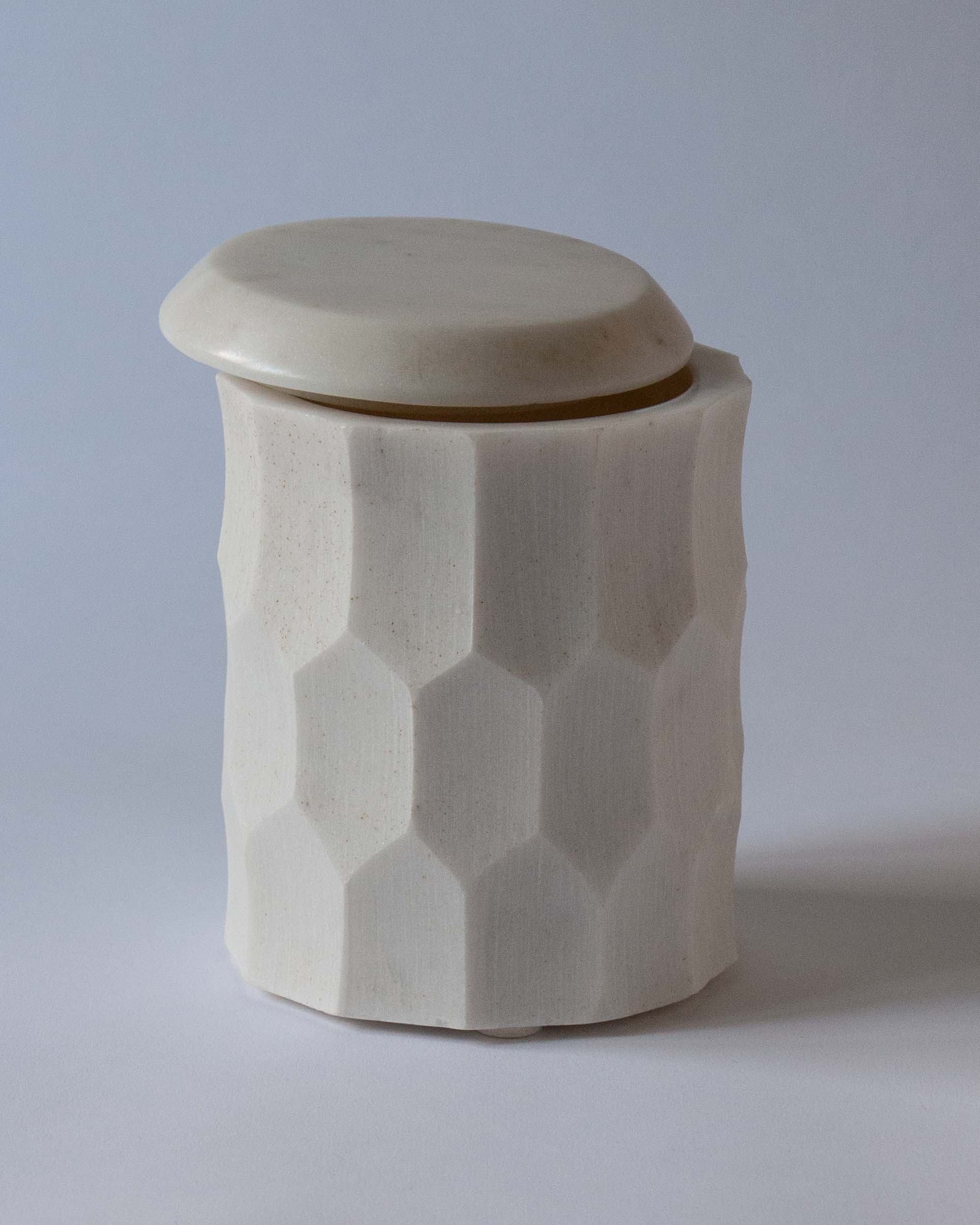 Luxury marble pot with lid for desk or bathroom accessories | Anboise 