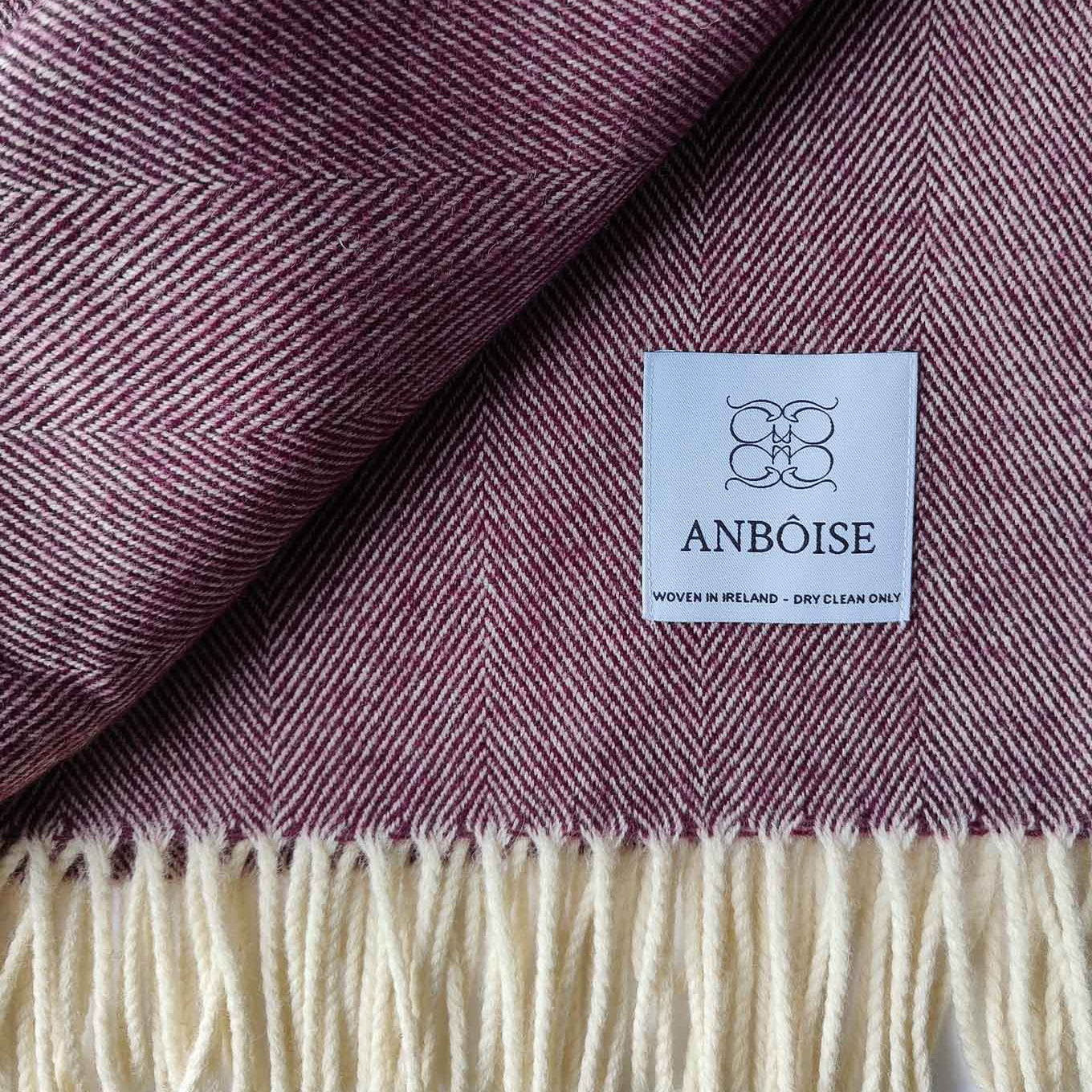 Alexis extra‑large aubergine Merino wool throw – woven in Ireland | Anboise