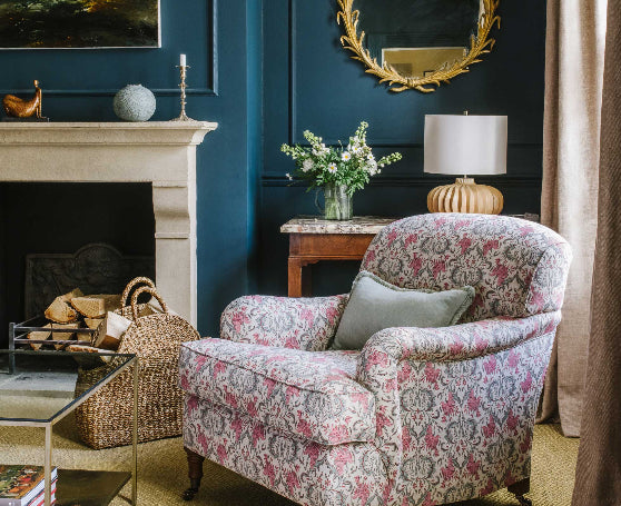 Josie basket styled beside fireplace - Anboise