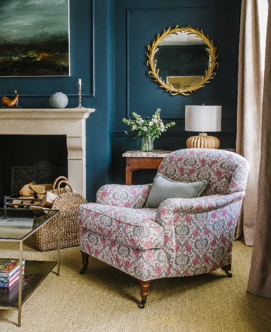 Josie basket styled beside fireplace - Anboise