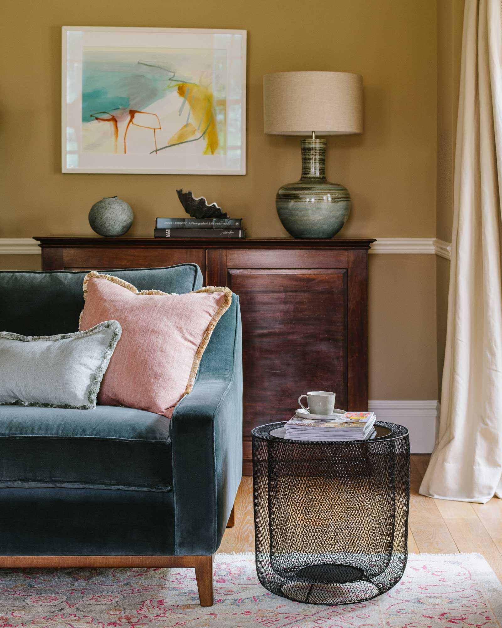 Luxury linen and silk trim cushion handmade in the UK | Anboise