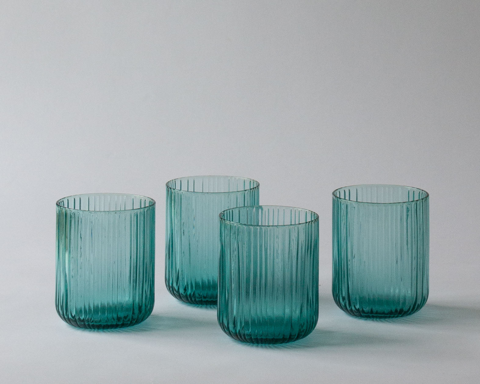Elena Fluted Blue Glass Tumbler - Set of 4 | Anboise