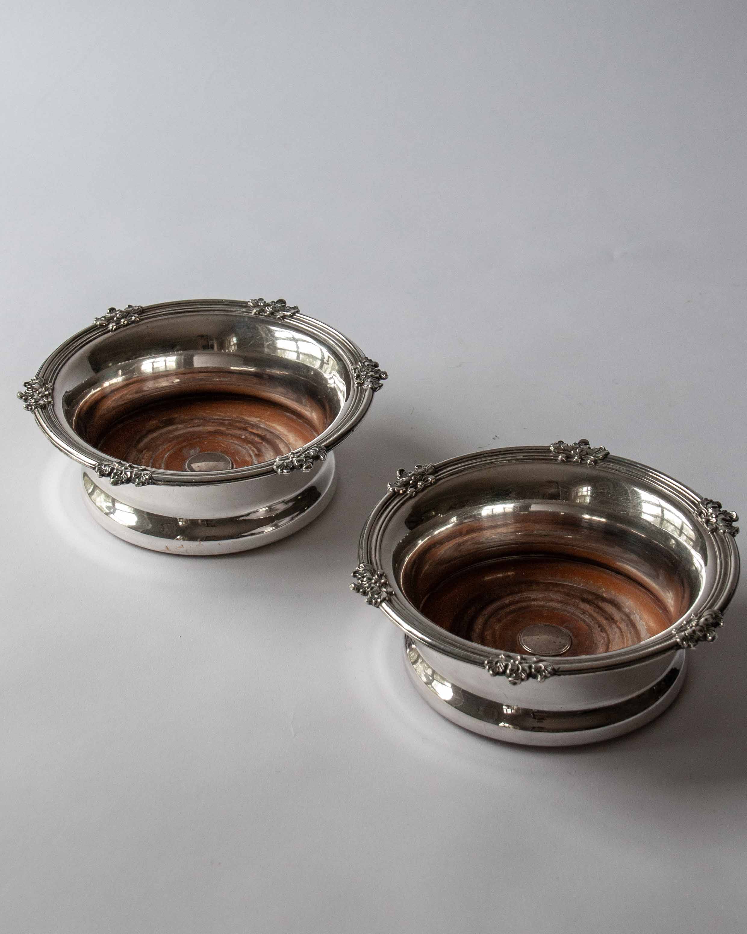 Antique Silver Wine Coasters