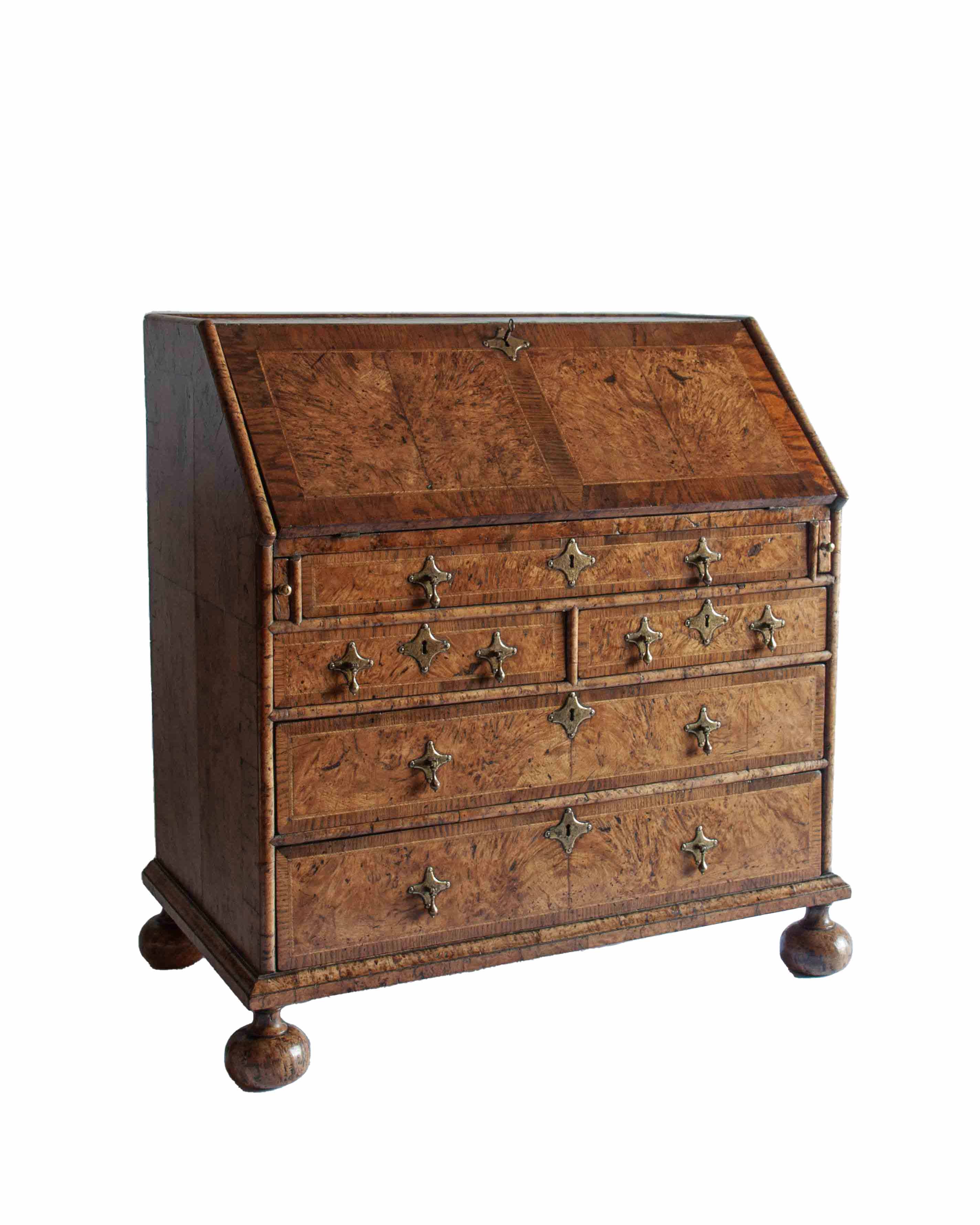Rare 17th Century Veneered Burr Oak Bureau