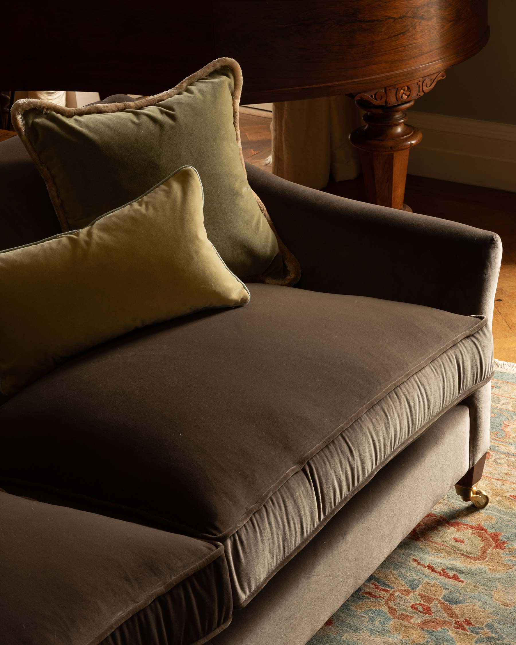 Luxury Italian velvet and silk trim cushion  Handmade in the UK | Anboise