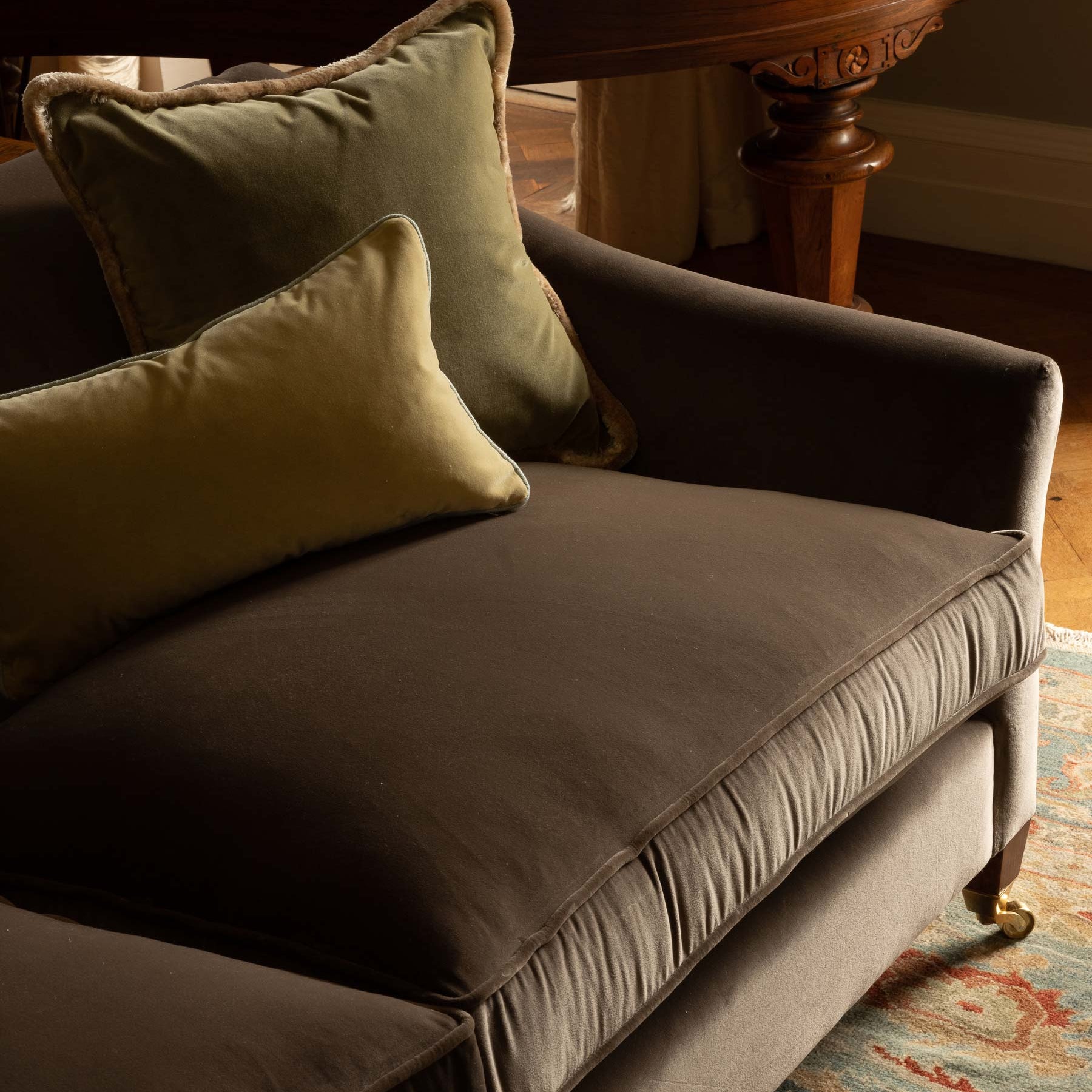 Luxury Italian velvet and silk trim cushion  Handmade in the UK | Anboise