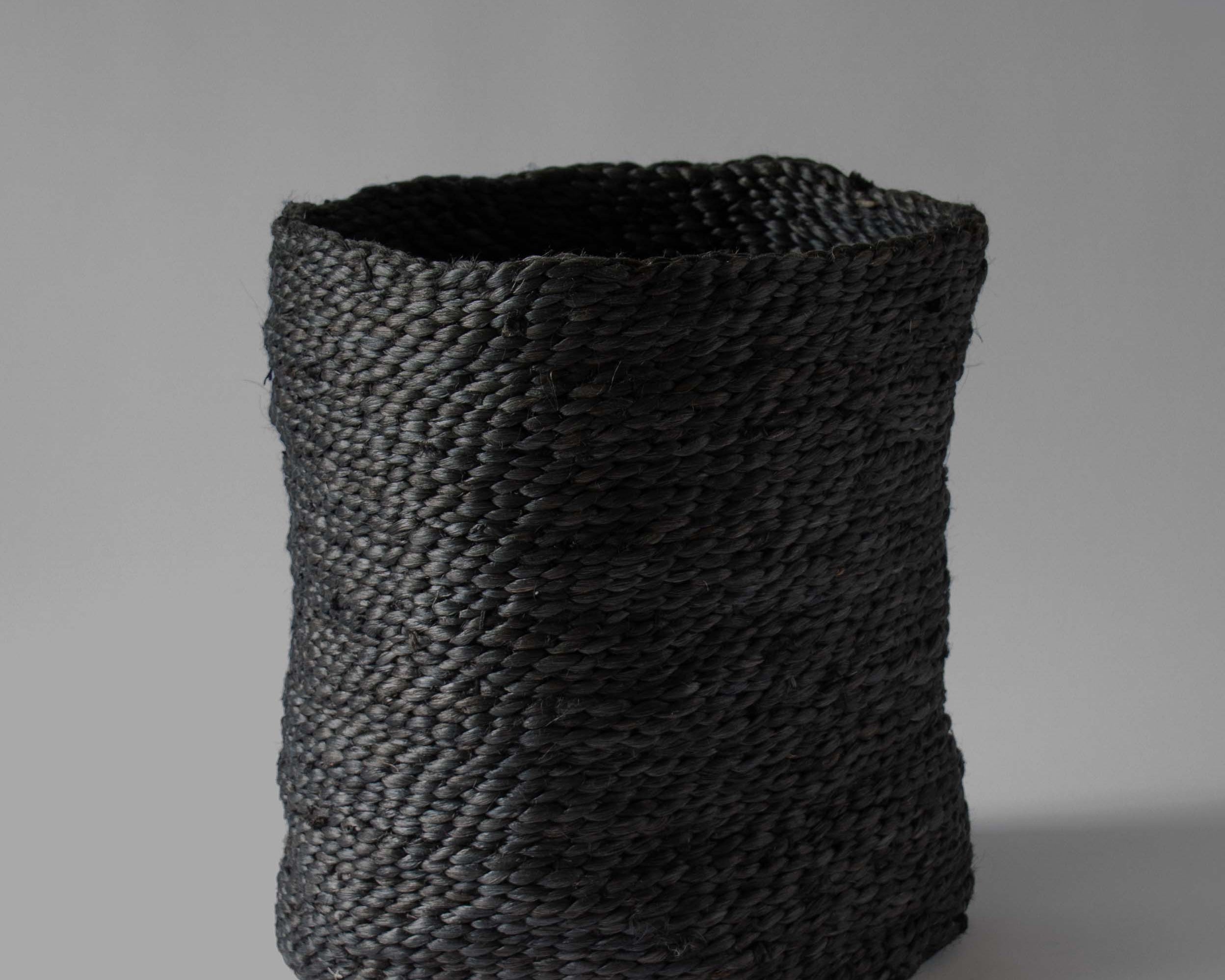 Dark grey jute fairtrade basket 