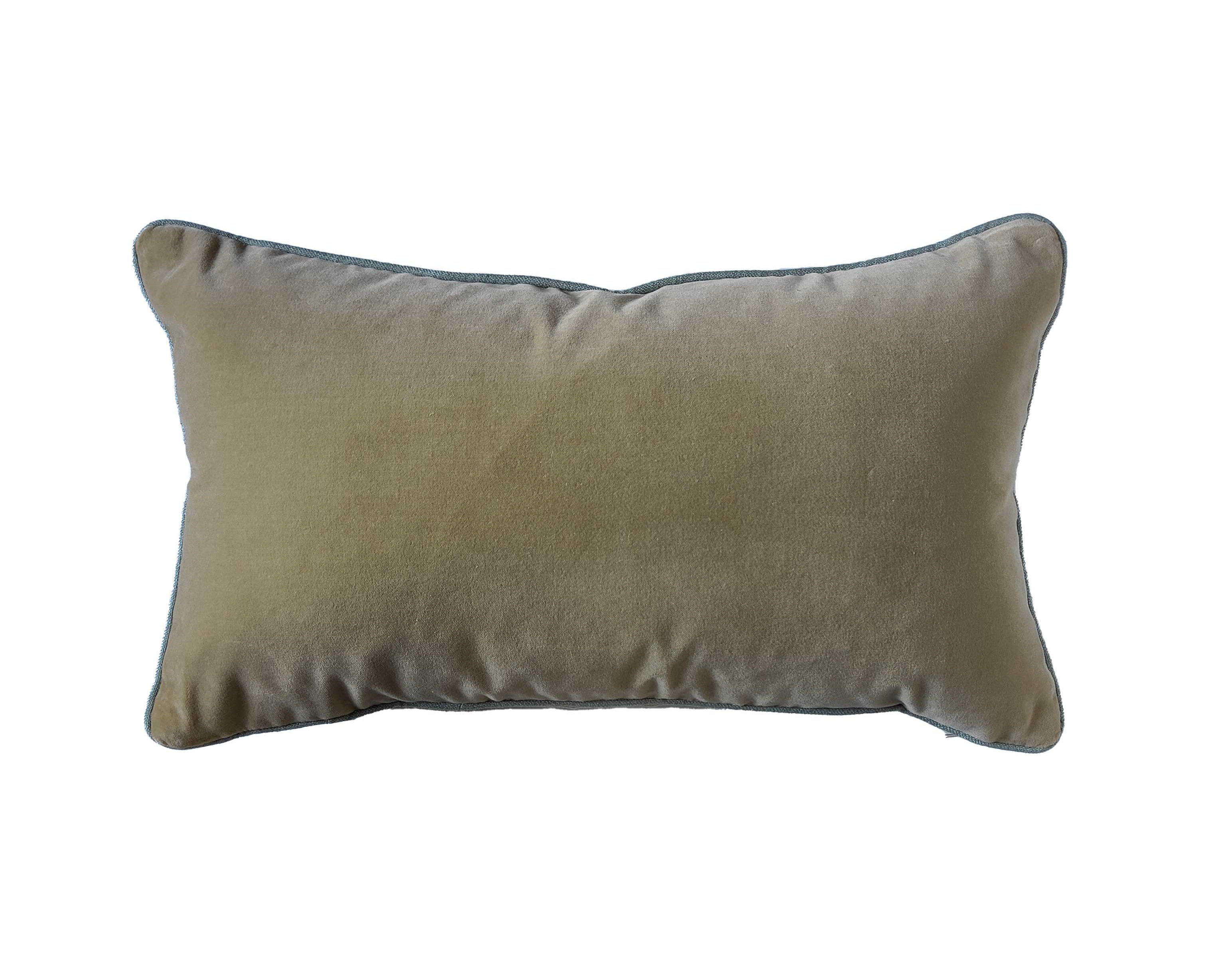 Luxury Italian velvet and linen trim cushion  Handmade in the UK | Anboise