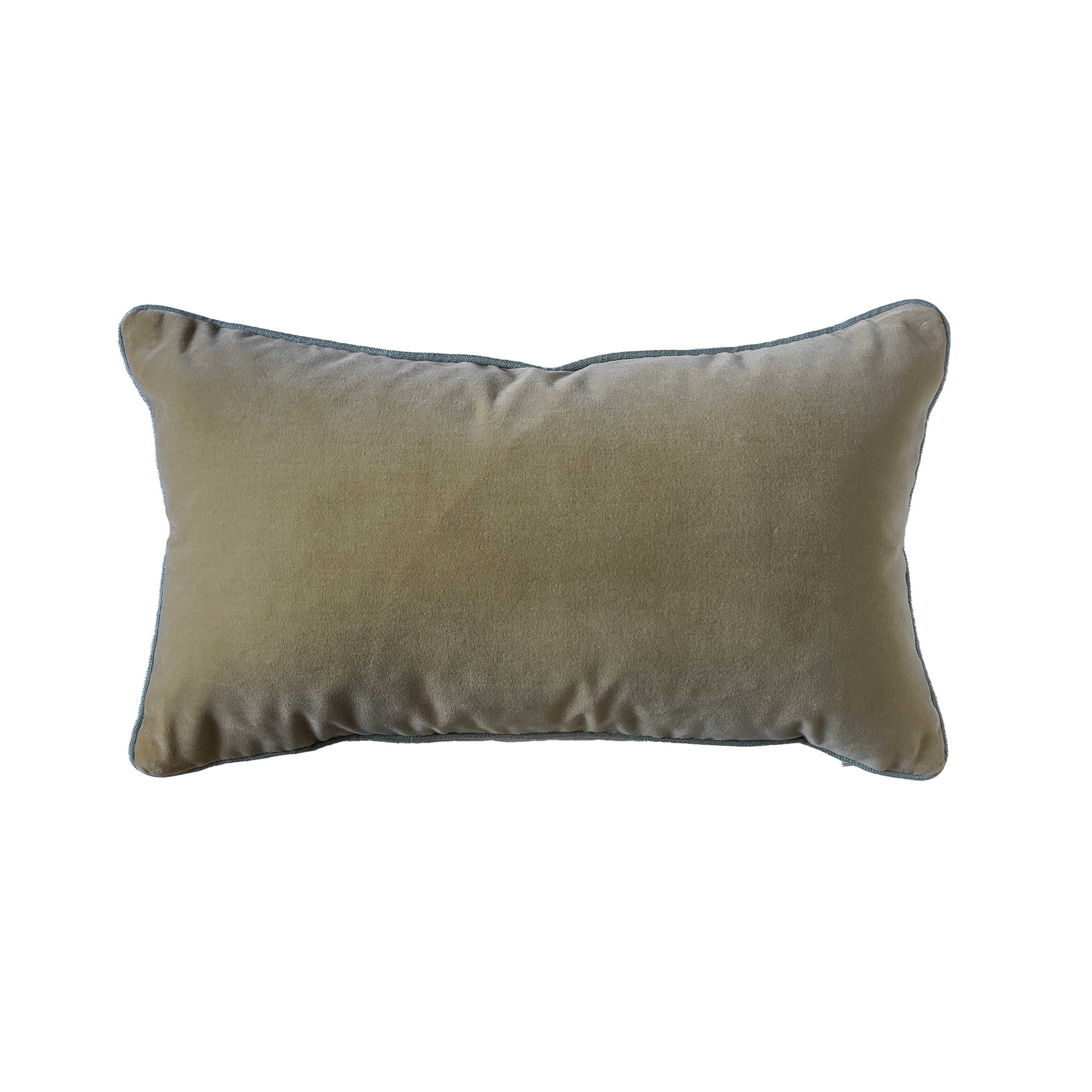 Luxury Italian velvet and linen trim cushion  Handmade in the UK | Anboise