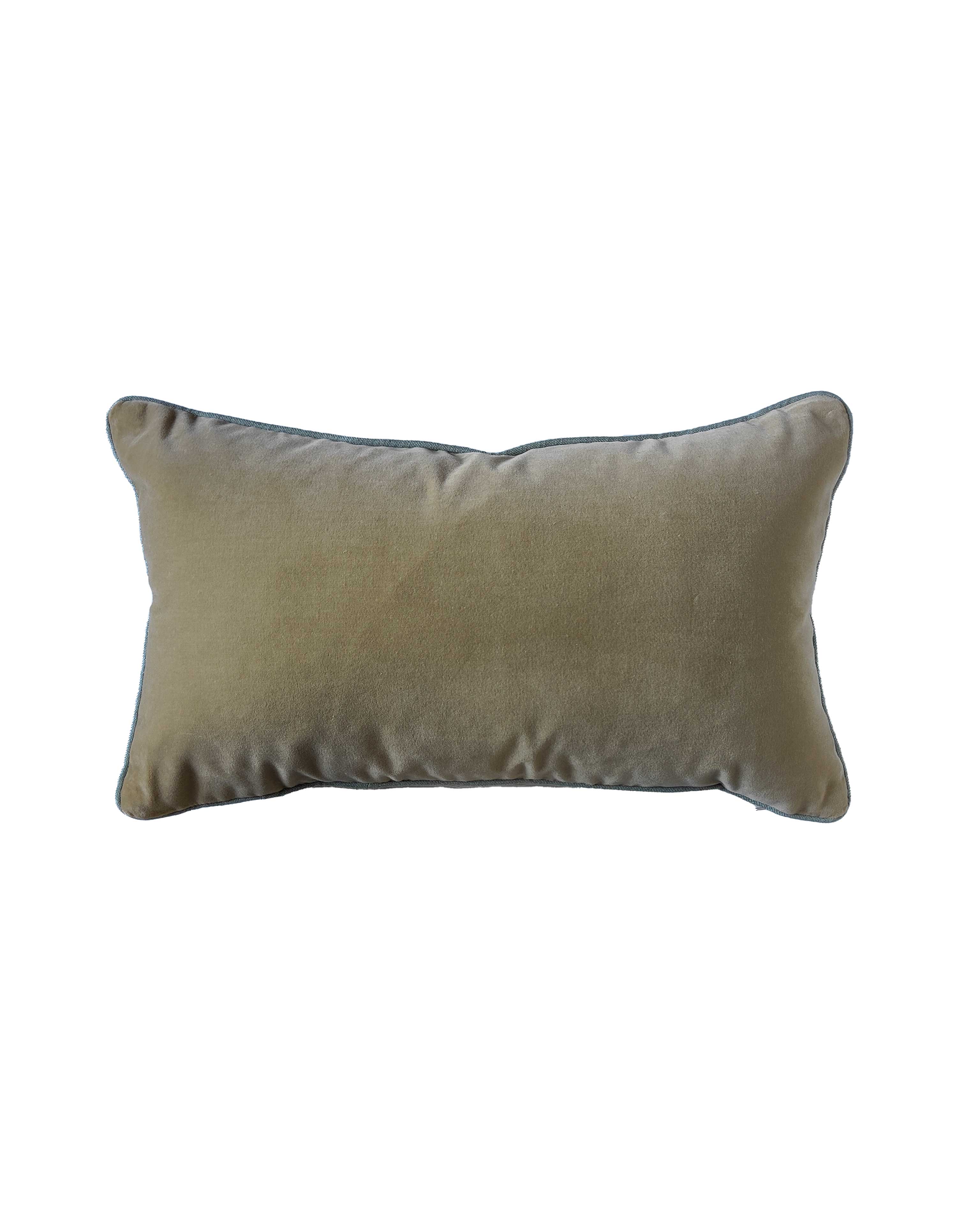 Luxury Italian velvet and linen trim cushion  Handmade in the UK | Anboise