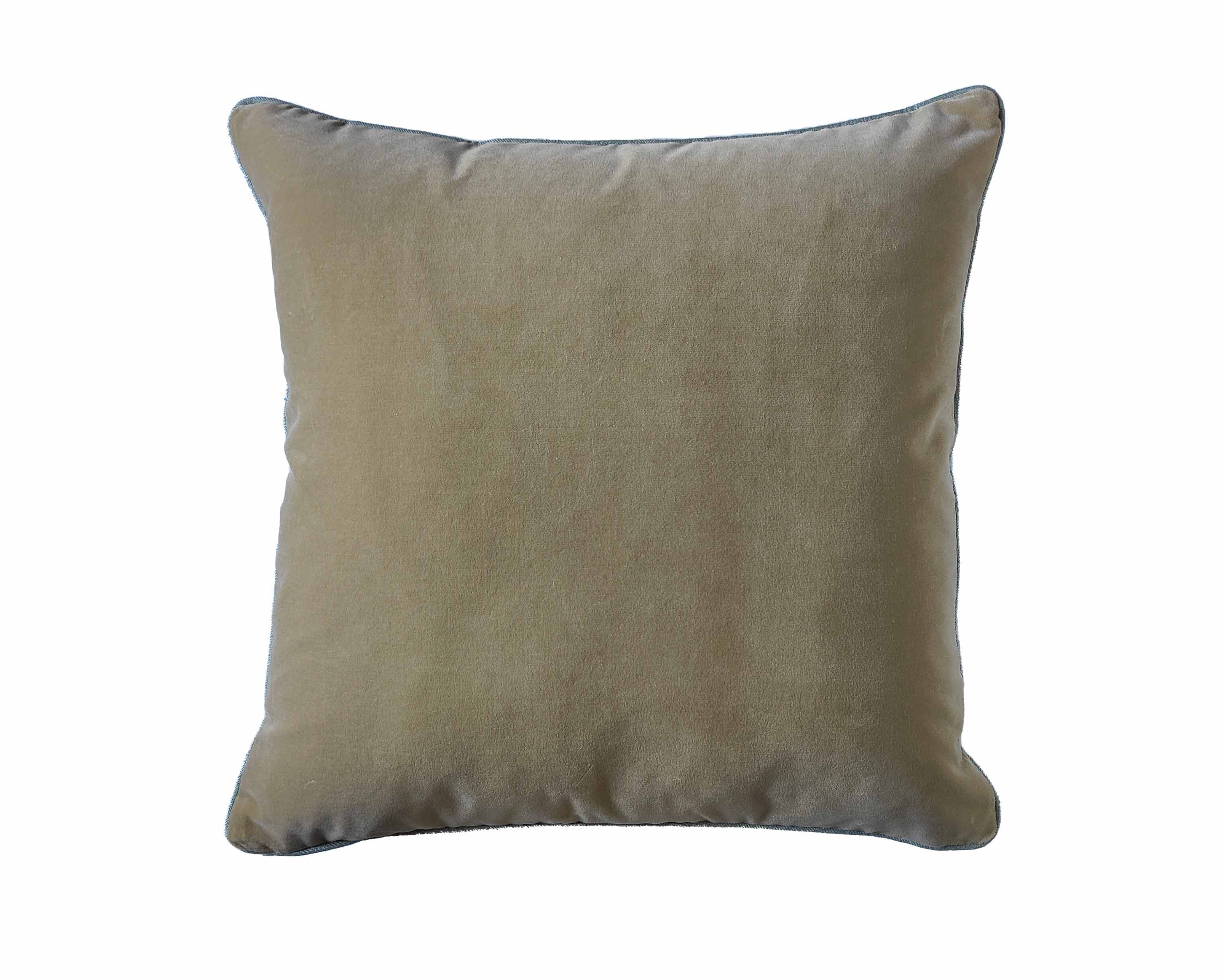 Luxury Italian velvet and linen piping cushion Handmade in the UK | Anboise