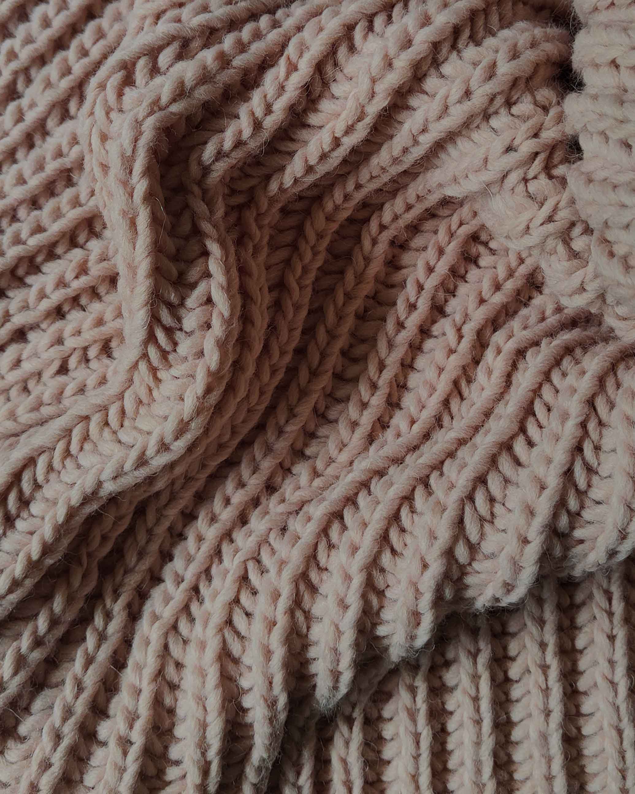 Woven for Anbôise in France, luxury pink alpaca and wool cable knit throw | Anboise