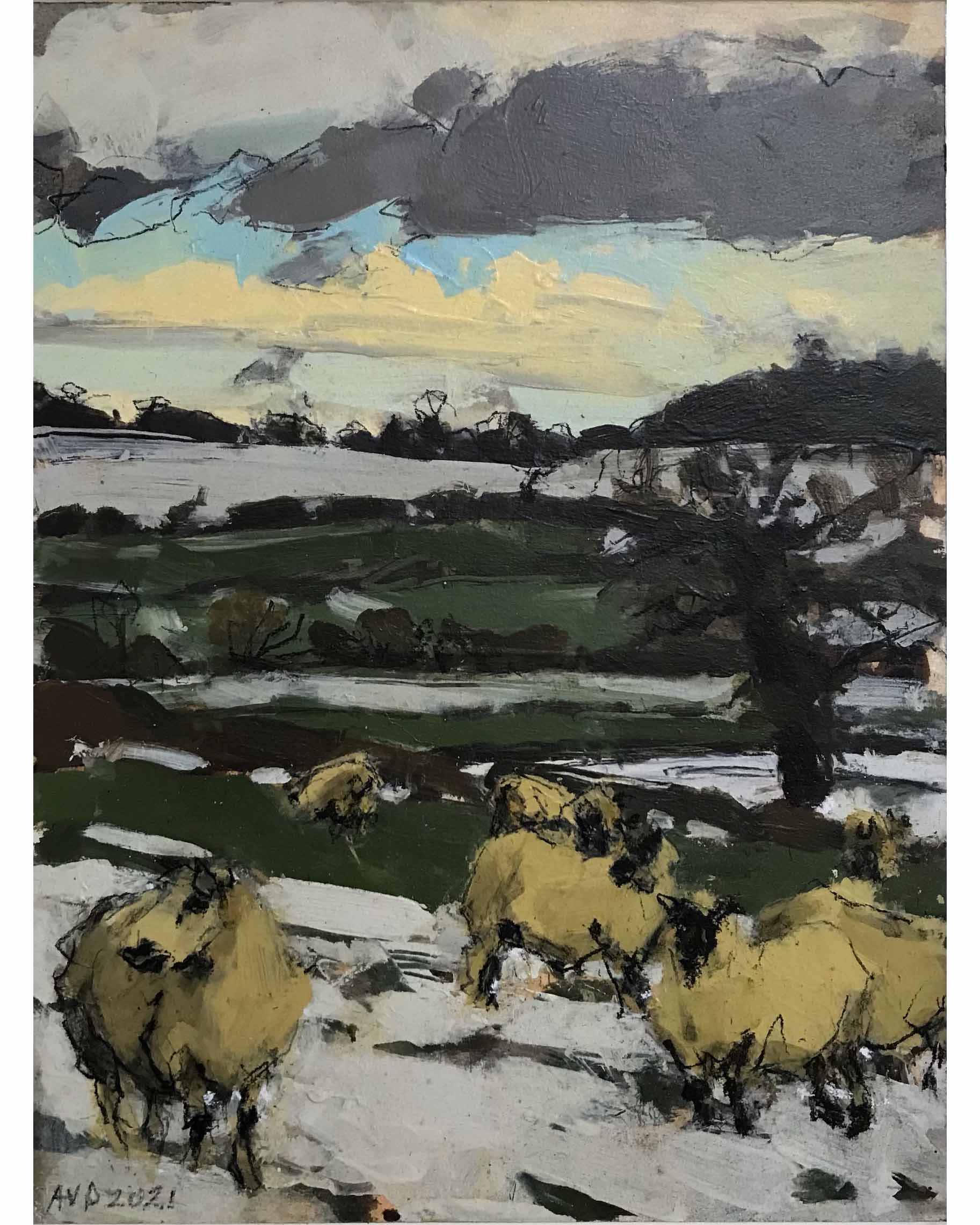 Sheep in Snow, Somerset March II | Anna Pinkster