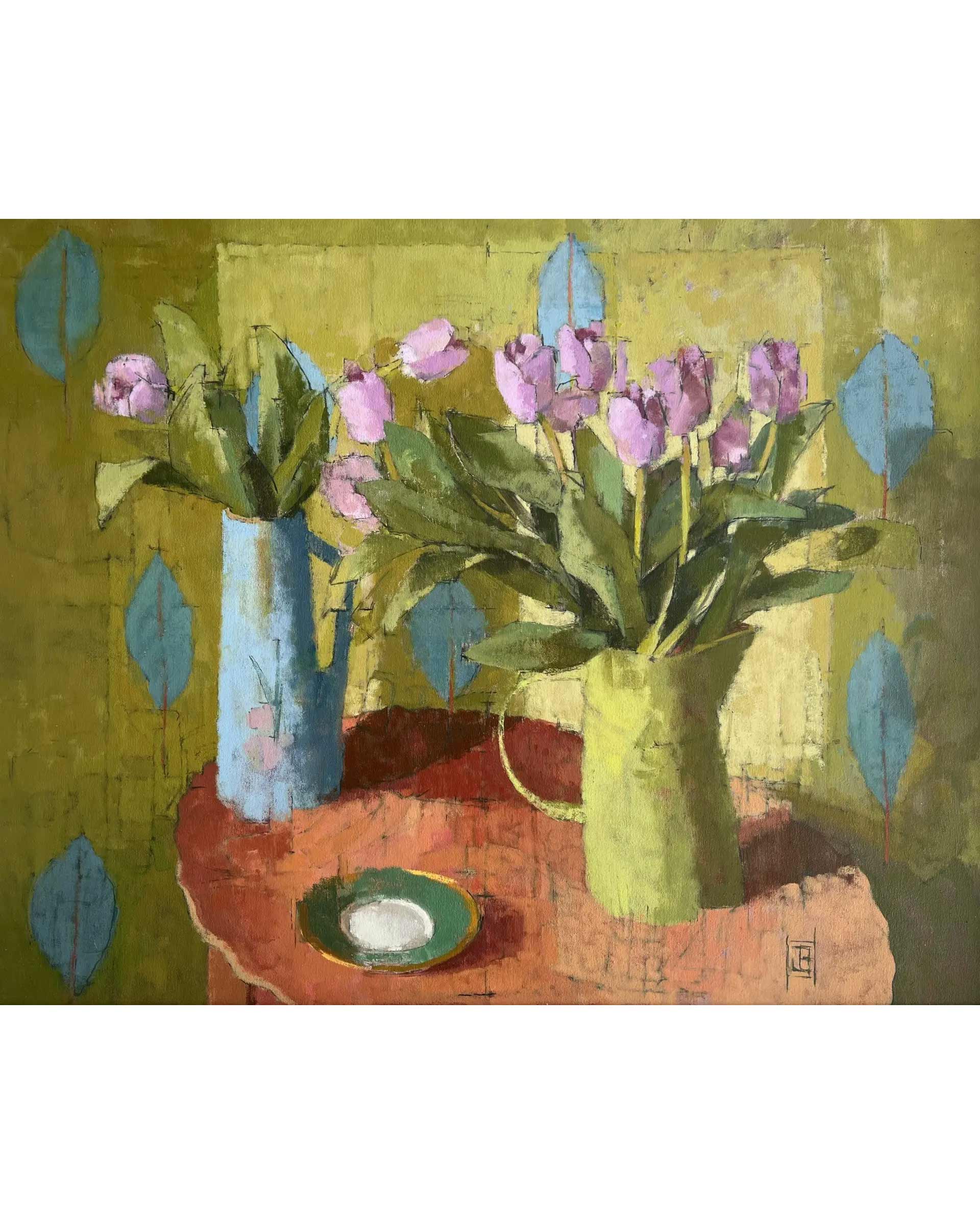 Foglie blu con tulipani | Jill Bartorpe