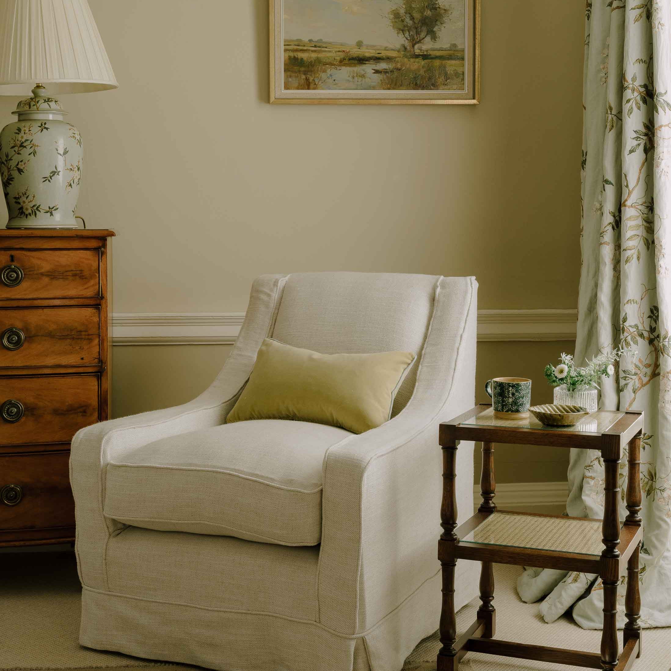 Luxury Italian velvet and linen trim cushion  Handmade in the UK | Anboise