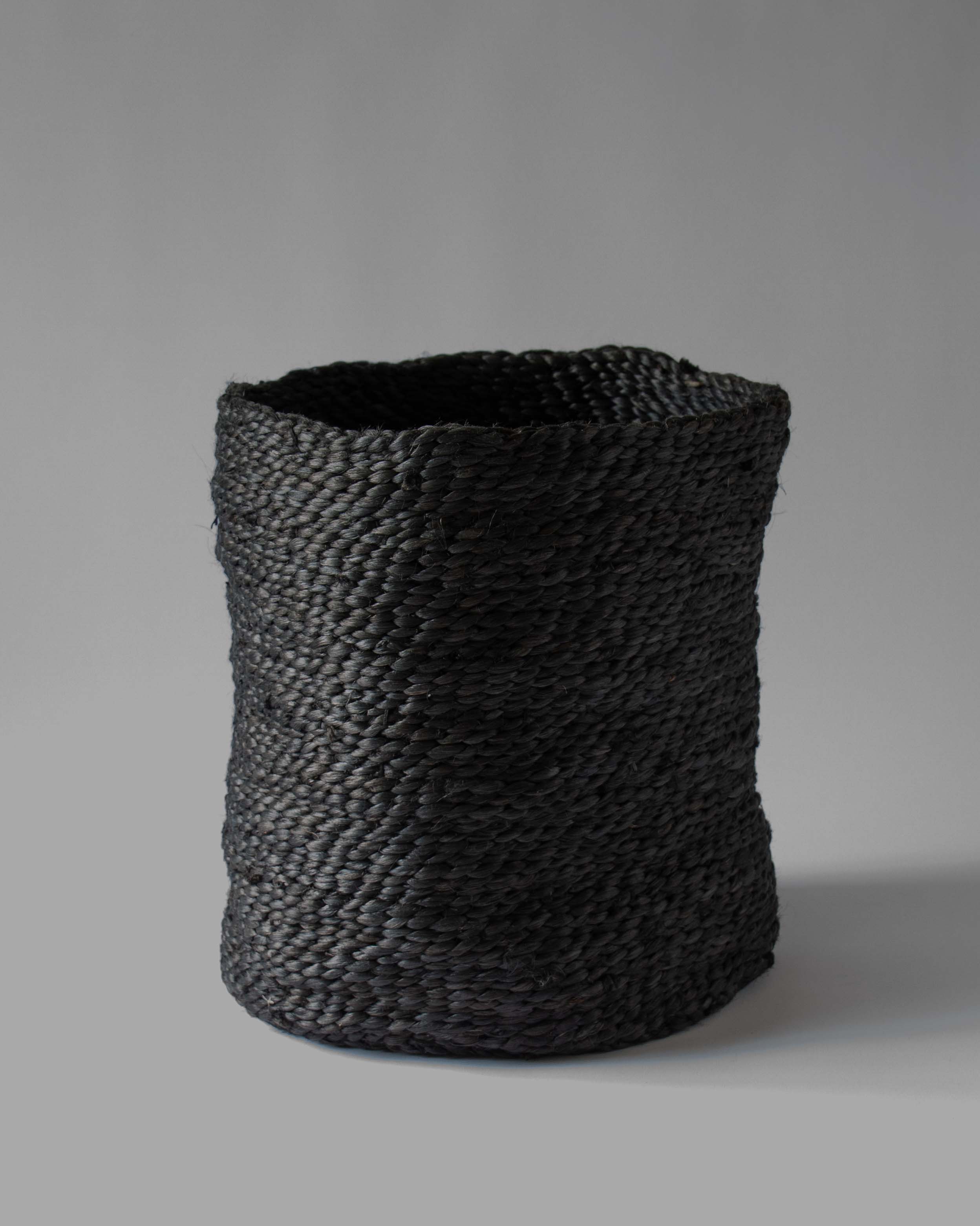 Dark grey jute fairtrade basket - Anboise