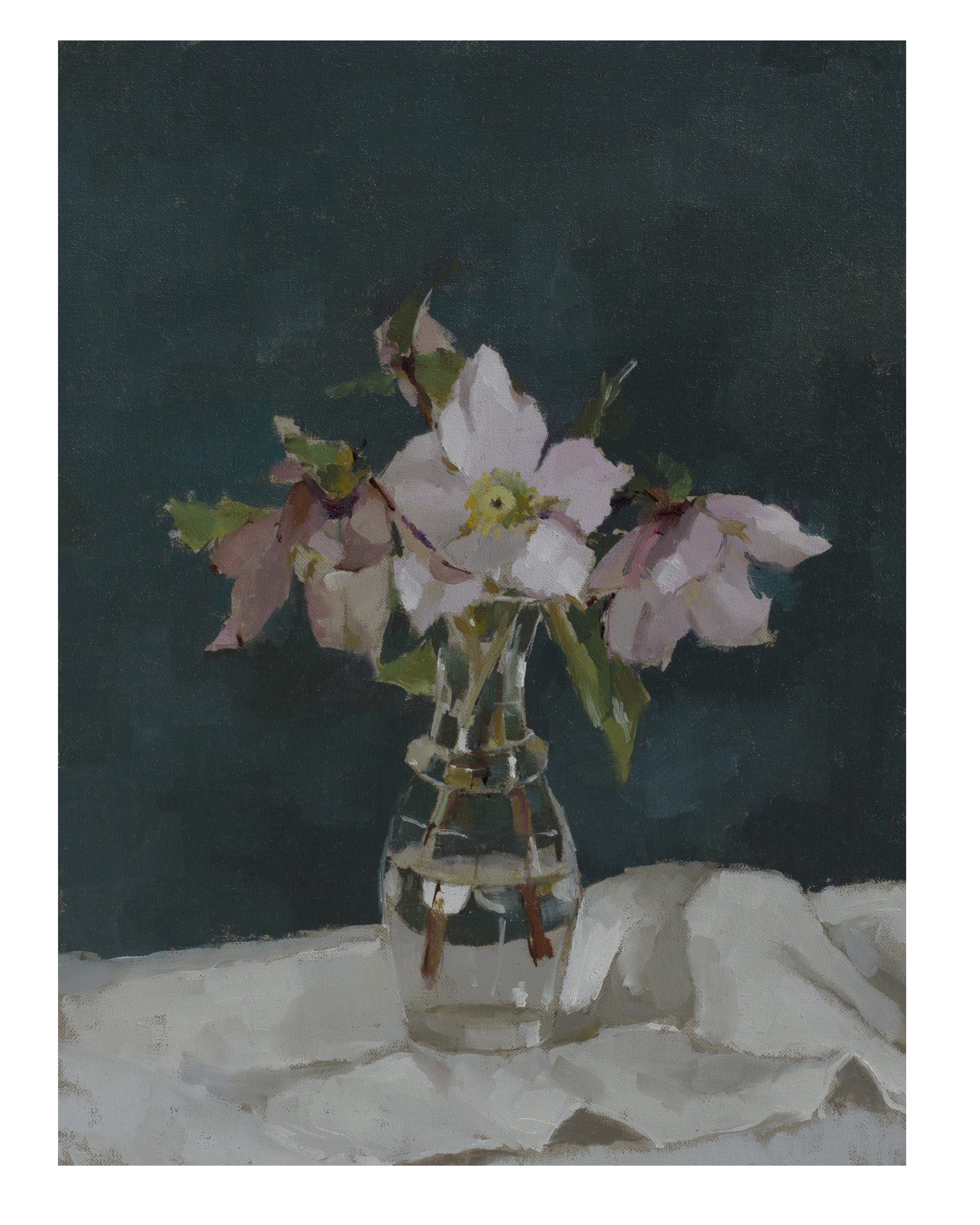 Hellebore Walberton Rosemary in glass flask | Annie Waring