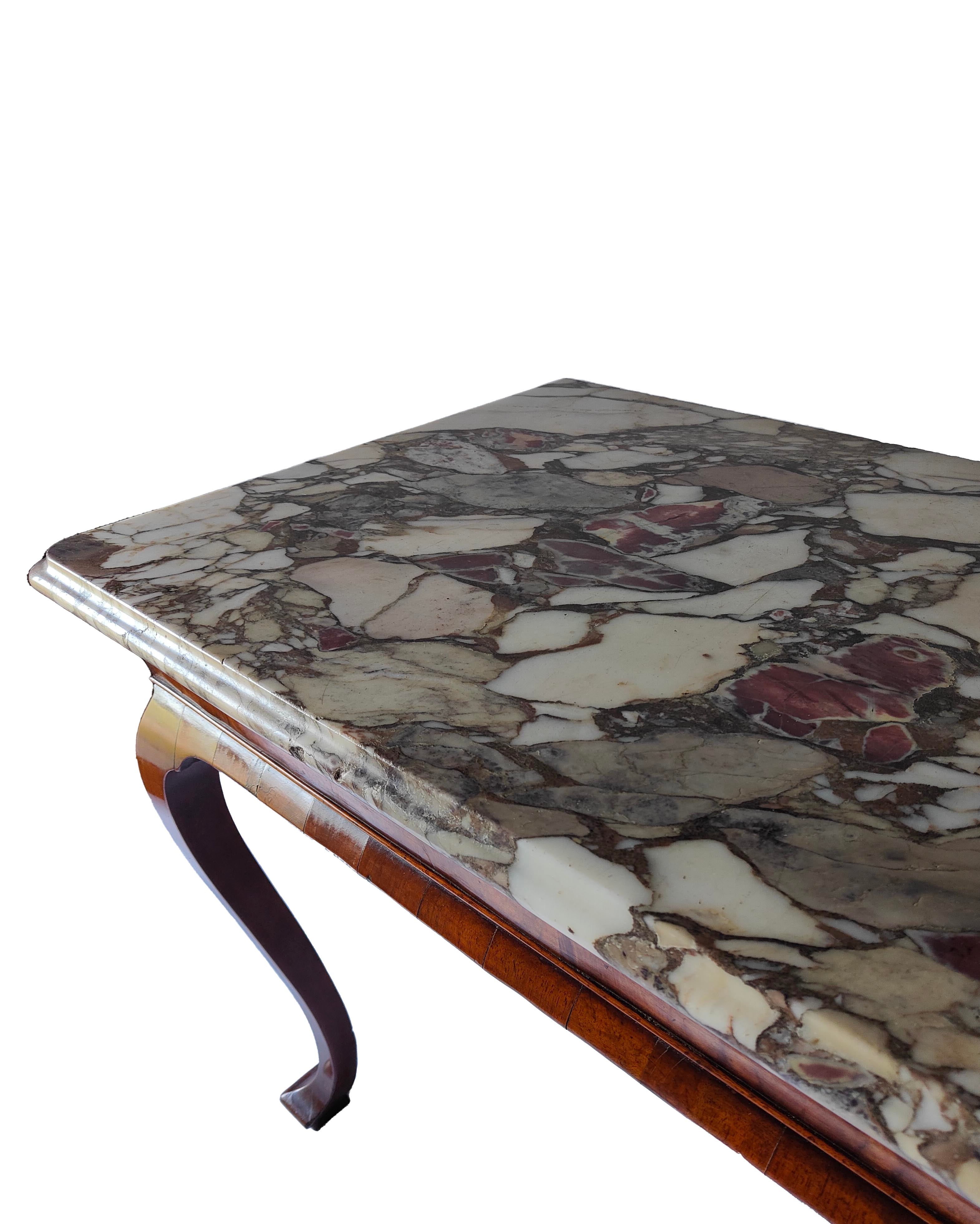 George I Walnut Marble Top Console Table