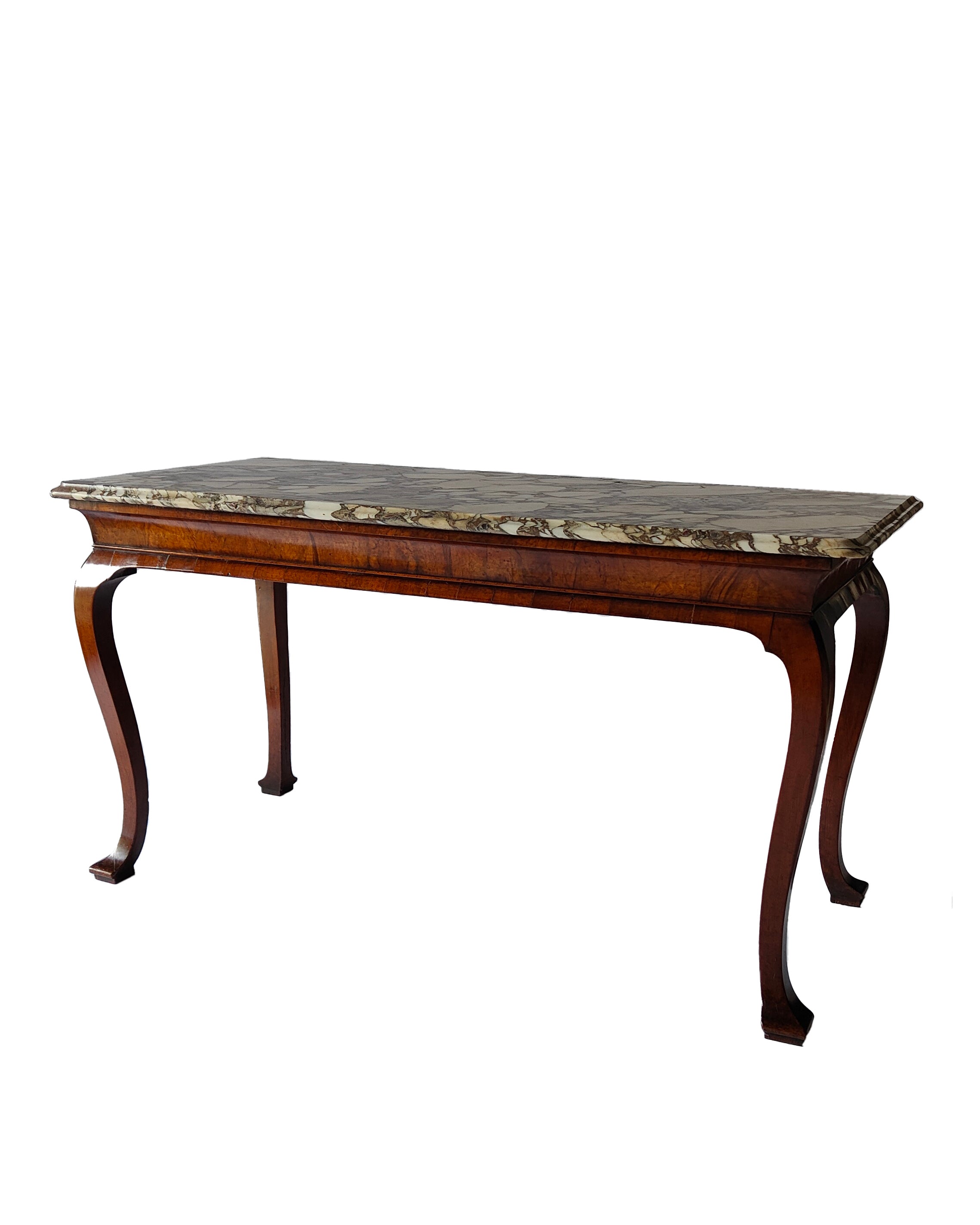George I Walnut Marble Top Console Table