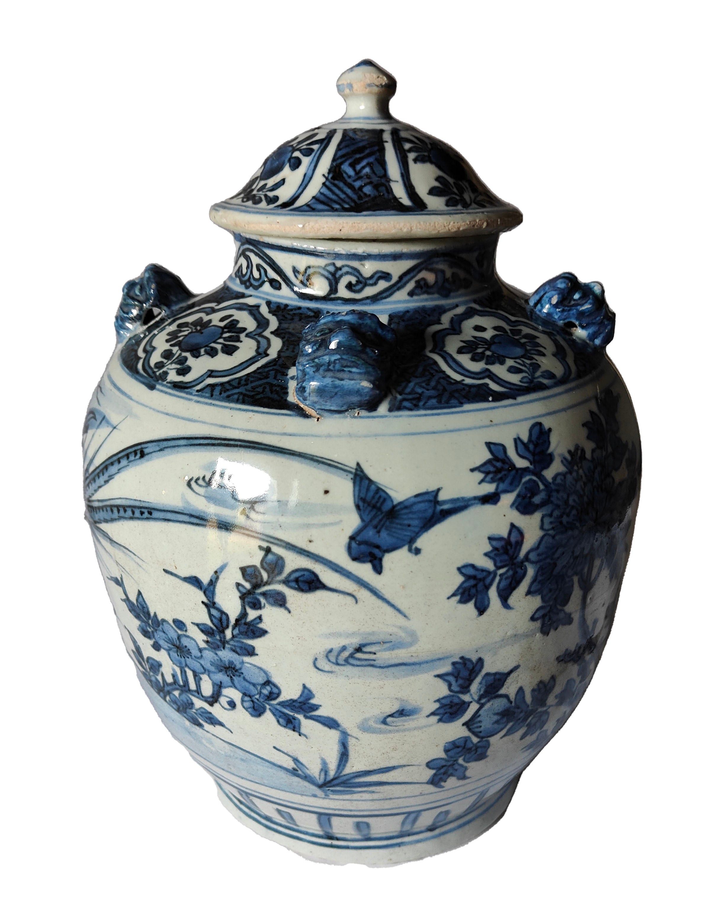 Vaso cinese blu e bianco