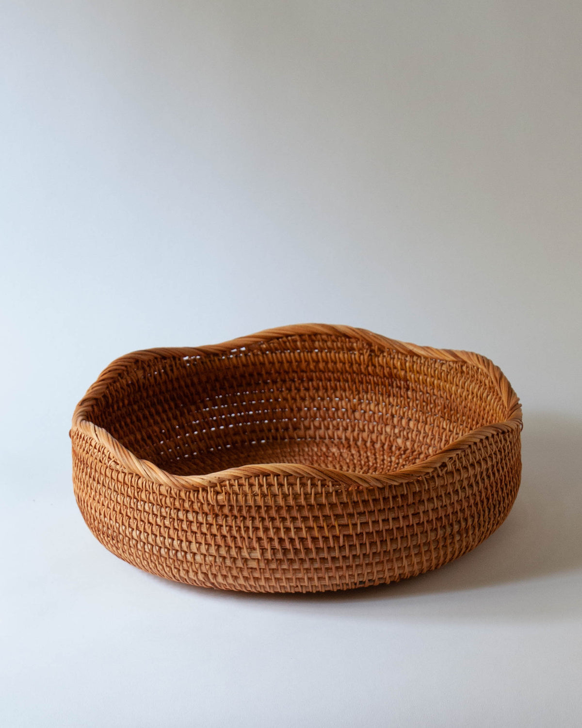 Lena Scalloped Rattan Bowl Large