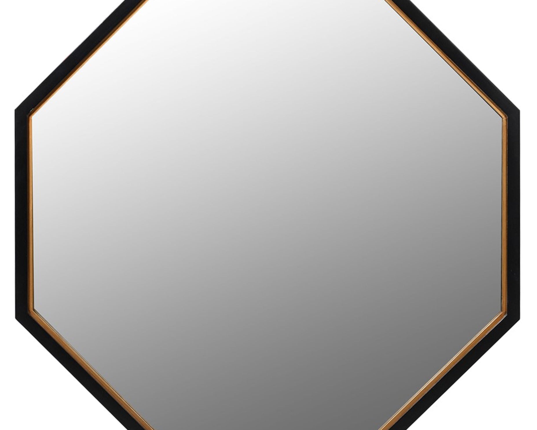 Octagonal wall mirror with black and gilt frame – Anboise