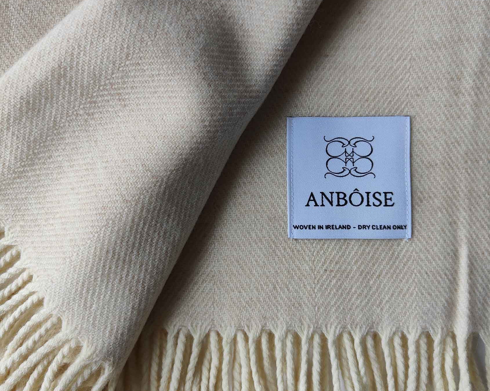 Nicole extra‑large cream Merino wool throw – woven in Ireland
